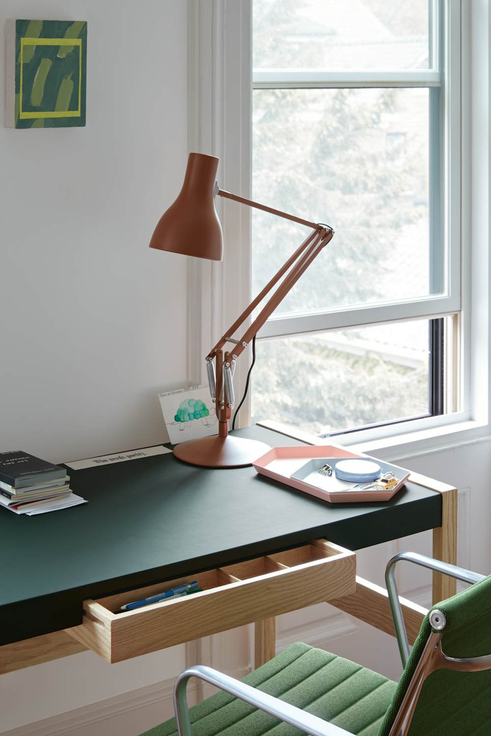 Type 75 Task Lamp on a Risom Desk in a home office setting