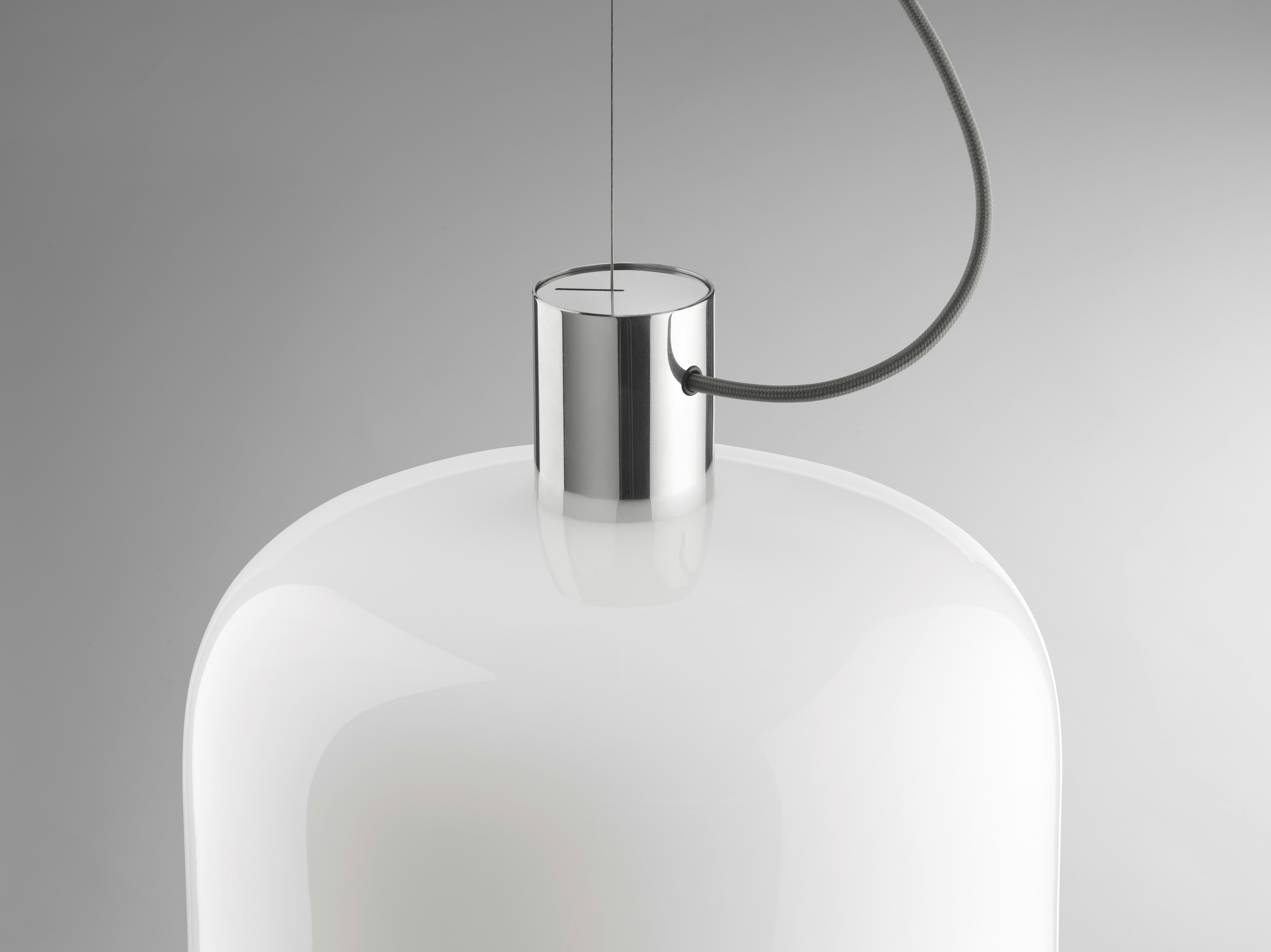 A detailed look at Bellhop Glass Pendant in bright aluminum