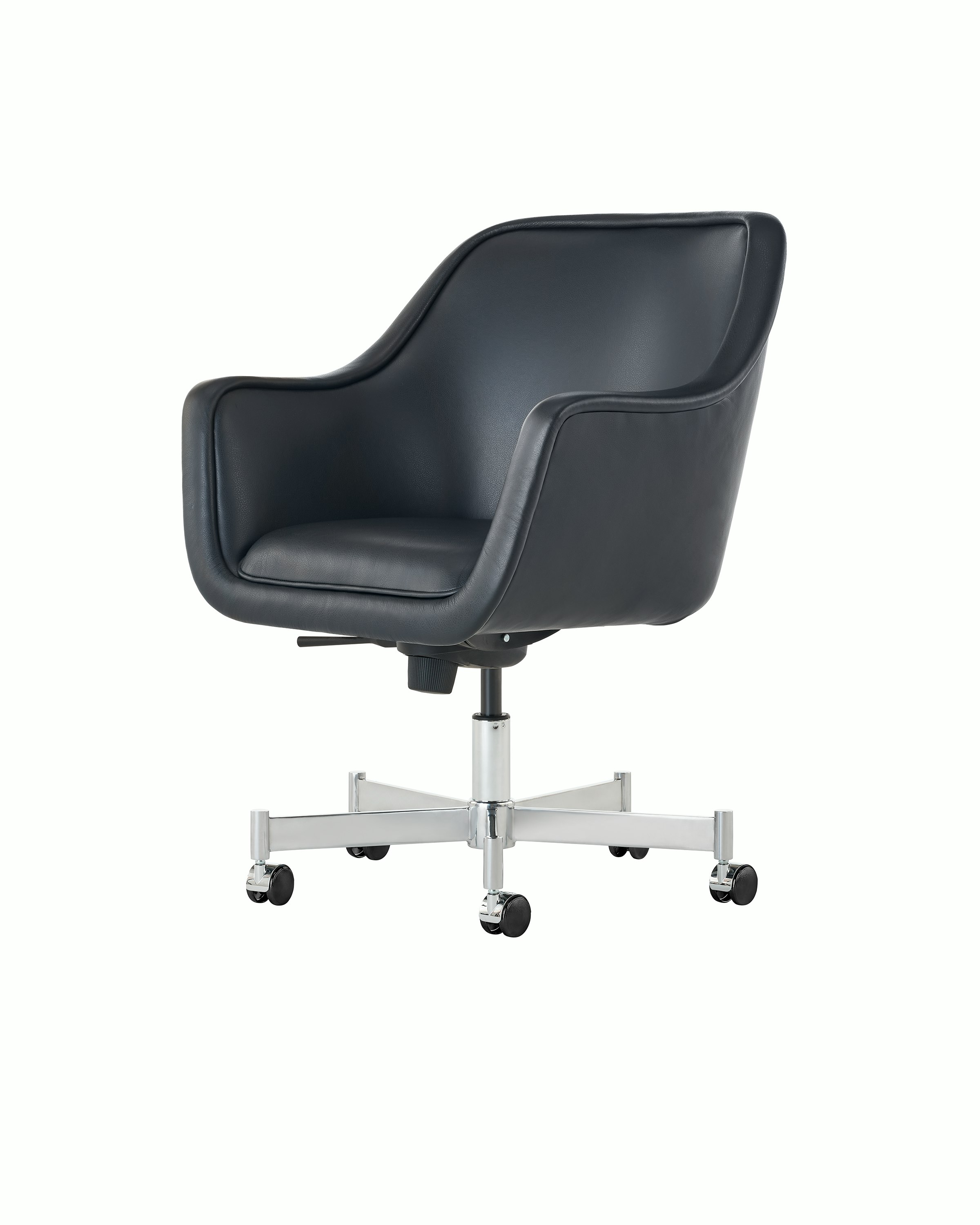 Bumper Chair with standard arms and five star base with casters.