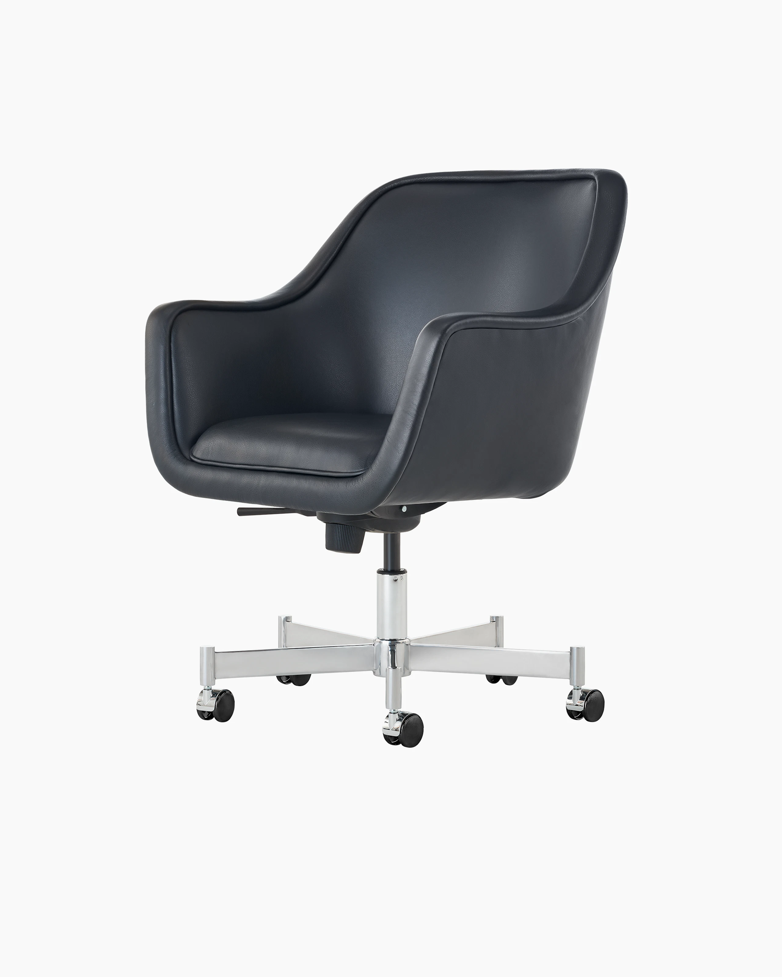 Bumper Chair with standard arms and five star base with casters.