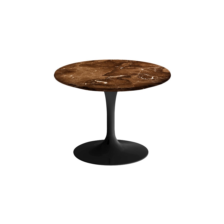 Saarinen Low Side Table - 20",  Round,  Satin Coated Marble,  Espresso,  Black"