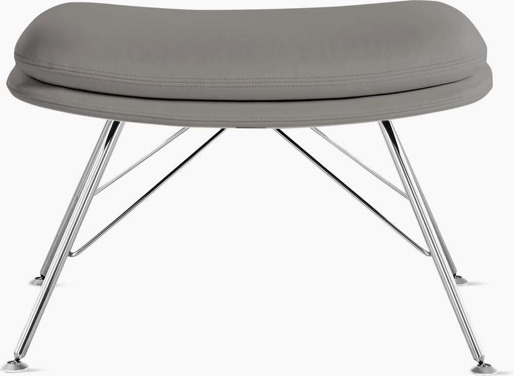 Striad Ottoman in Wire Base Trivalent Chrome Prone Leather,  Script