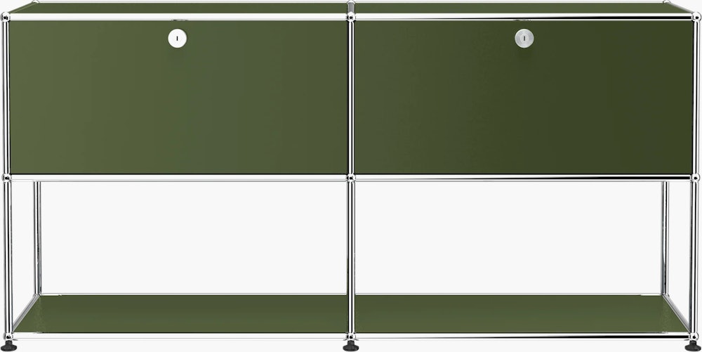 USM Haller Credenza - Open Storage,  Olive Green
