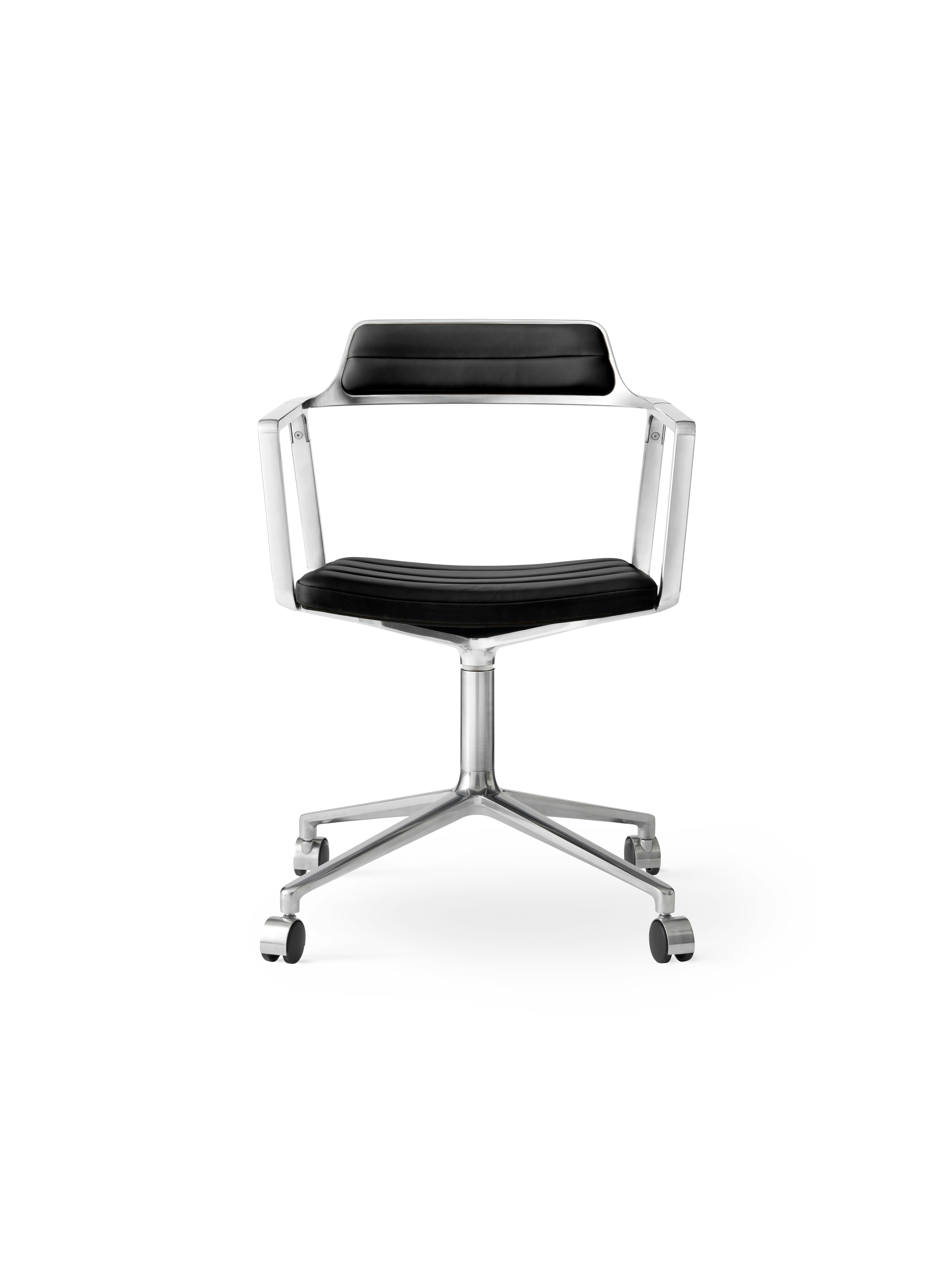 A Vipp452 Swivel Chair Viewed from the front.