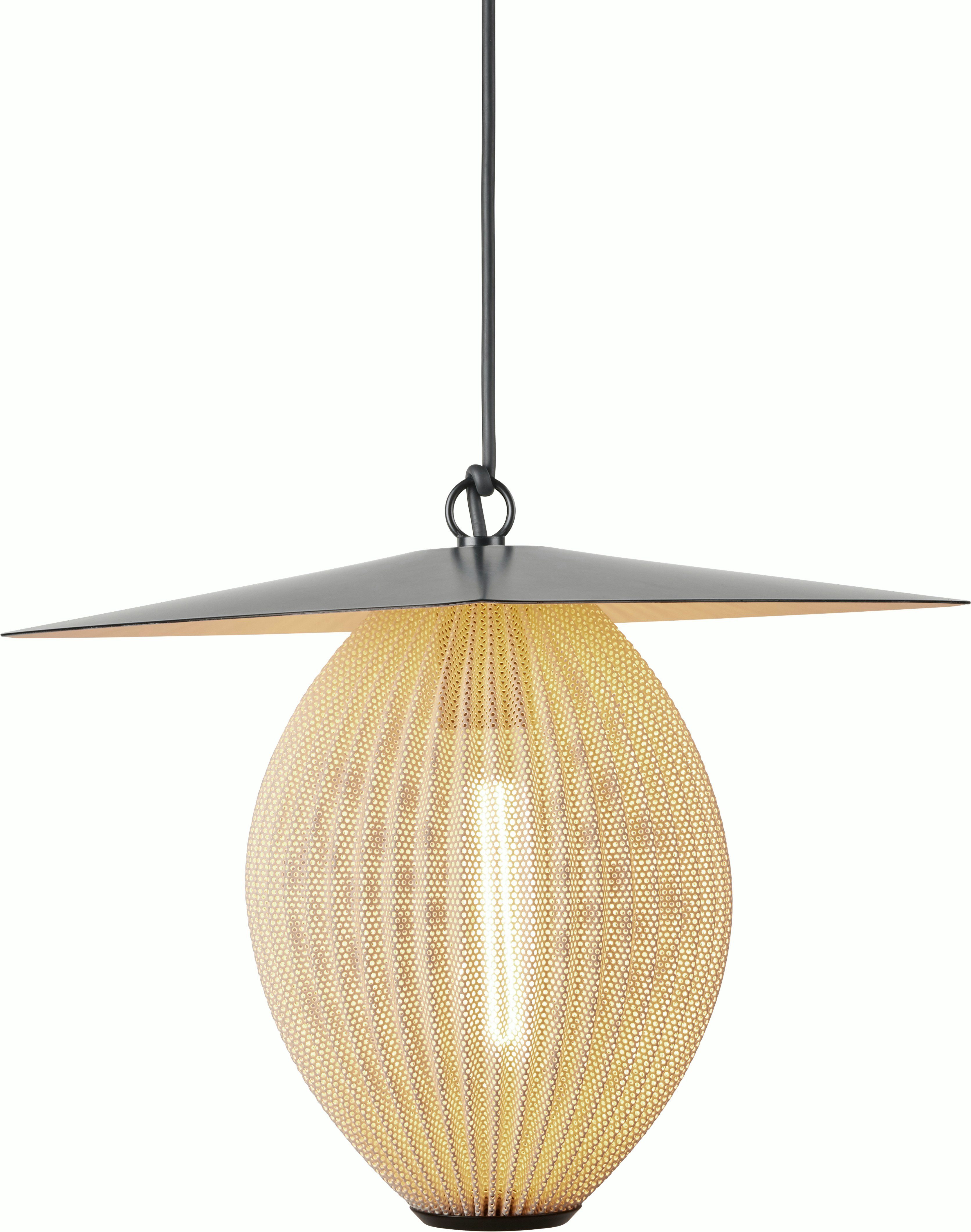 A Satellite Outdoor Pendant in Cream White viewed from the front.