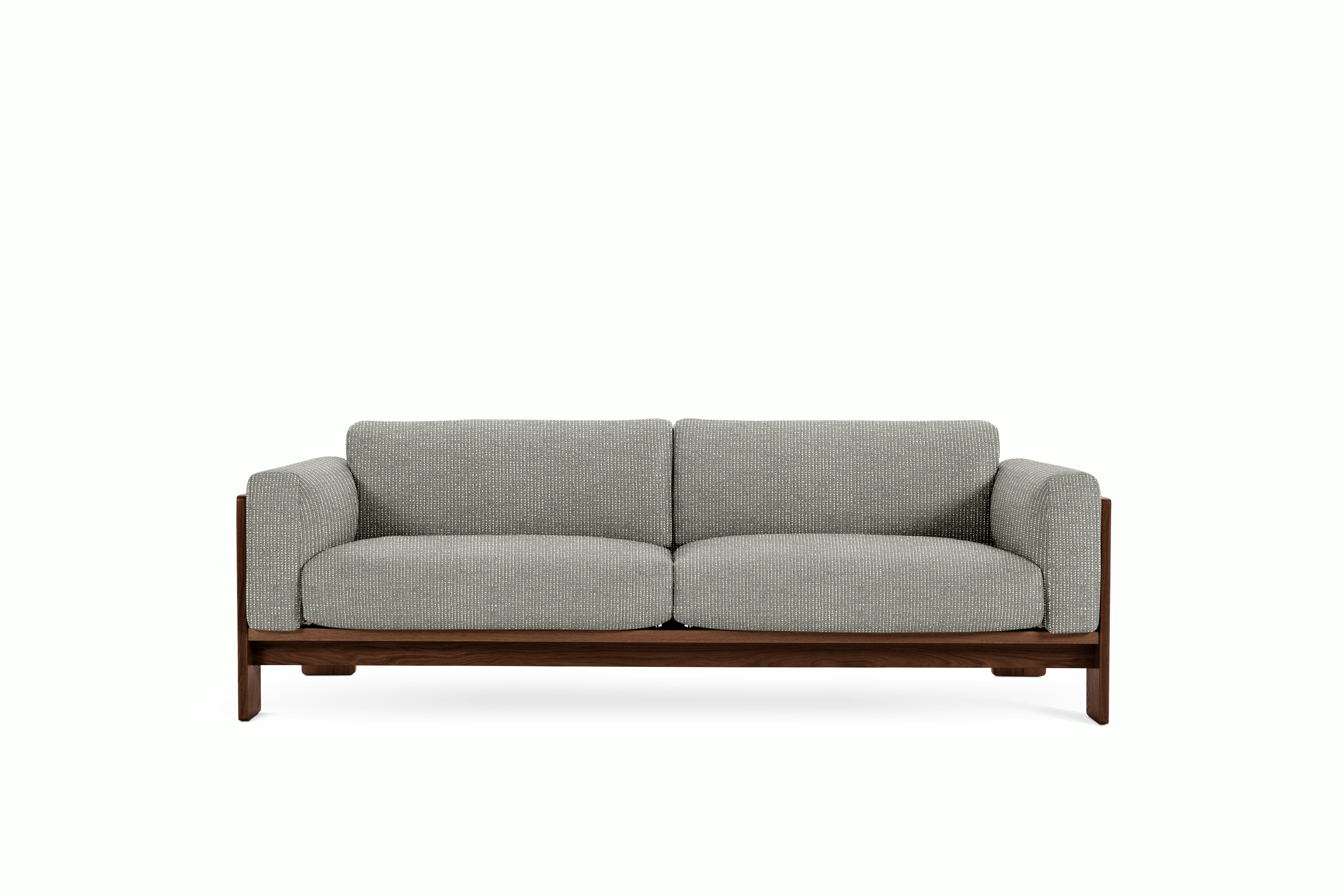 Bastiano Sofa - Prestini,  Gray / White,  Walnut