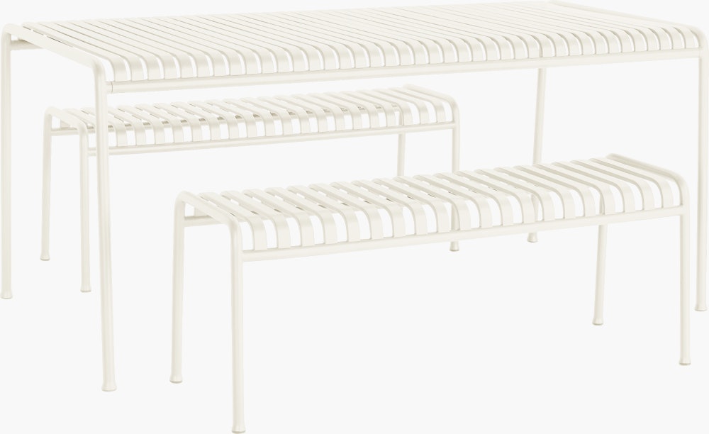 Palissade Dining Set - 2 Benches,  White