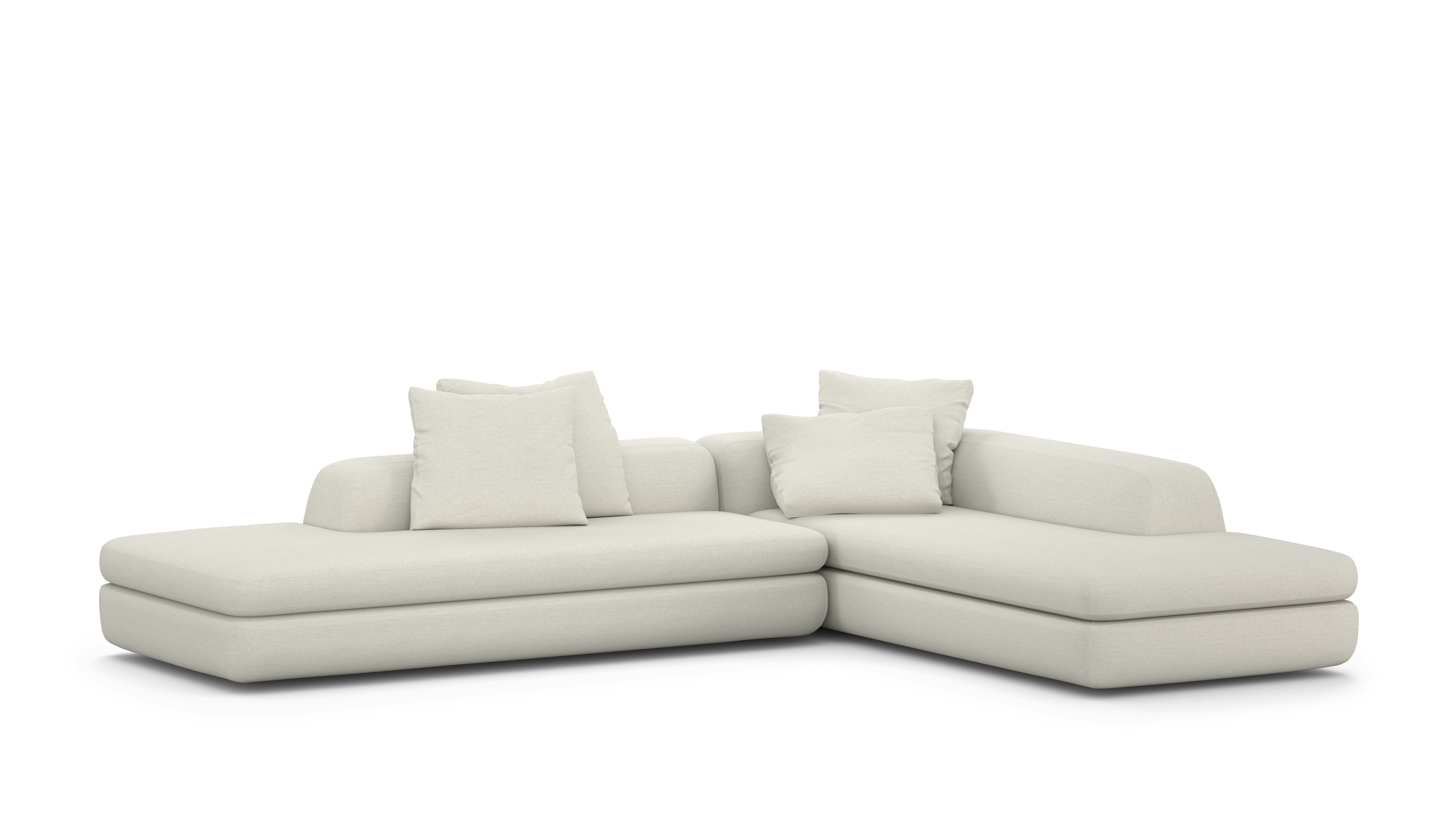 A Atlason Americano Open Sectional Chaise in Beck Buckram viewed from an angle.