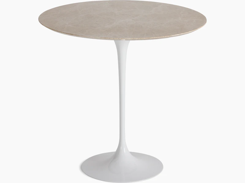Saarinen Side Table - 22 Inch, Oval, Polished Emperado Light, White Base