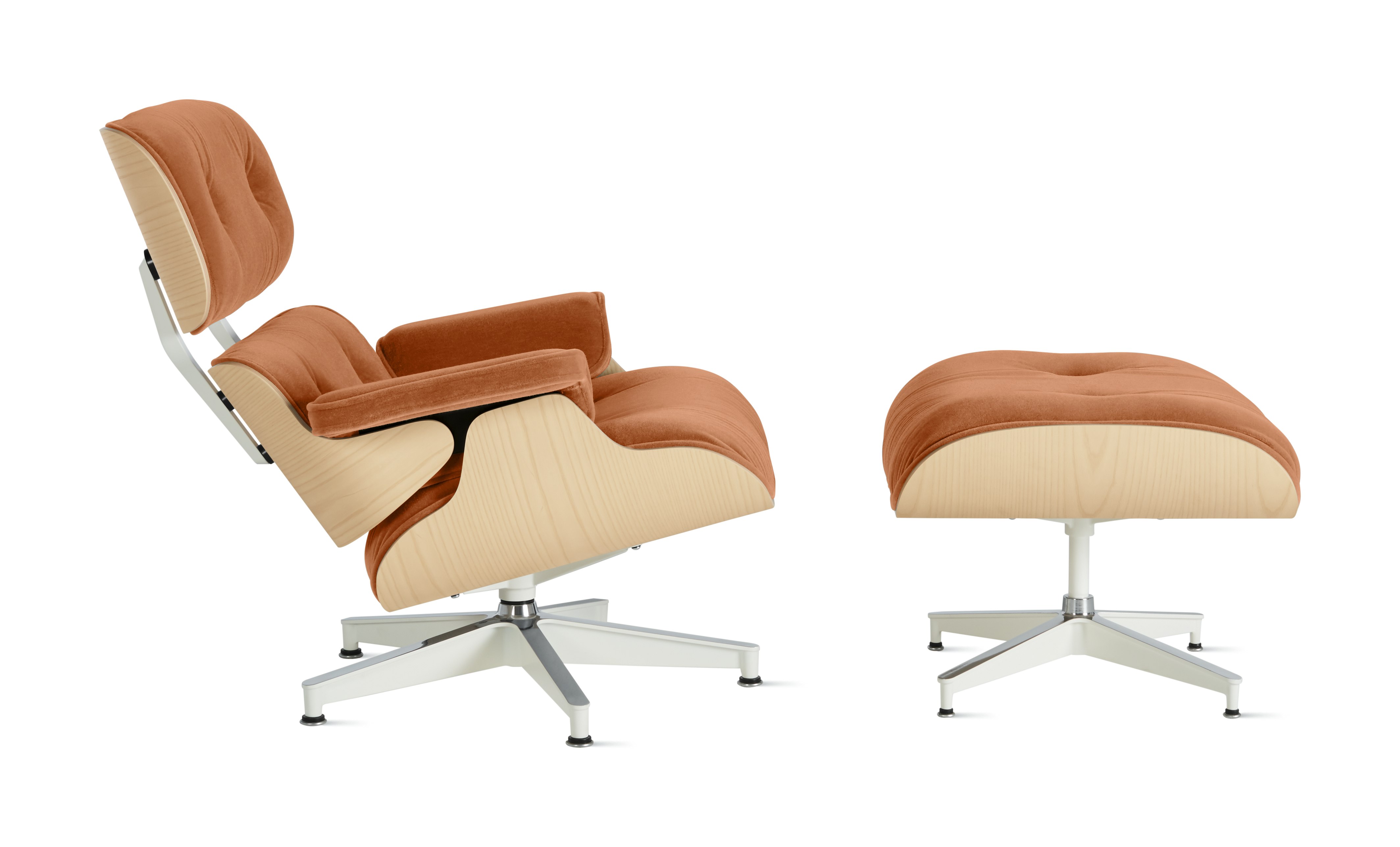 Eames Lounge & Ottoman - Standard, White Ash, Mohair Supreme, Carousel