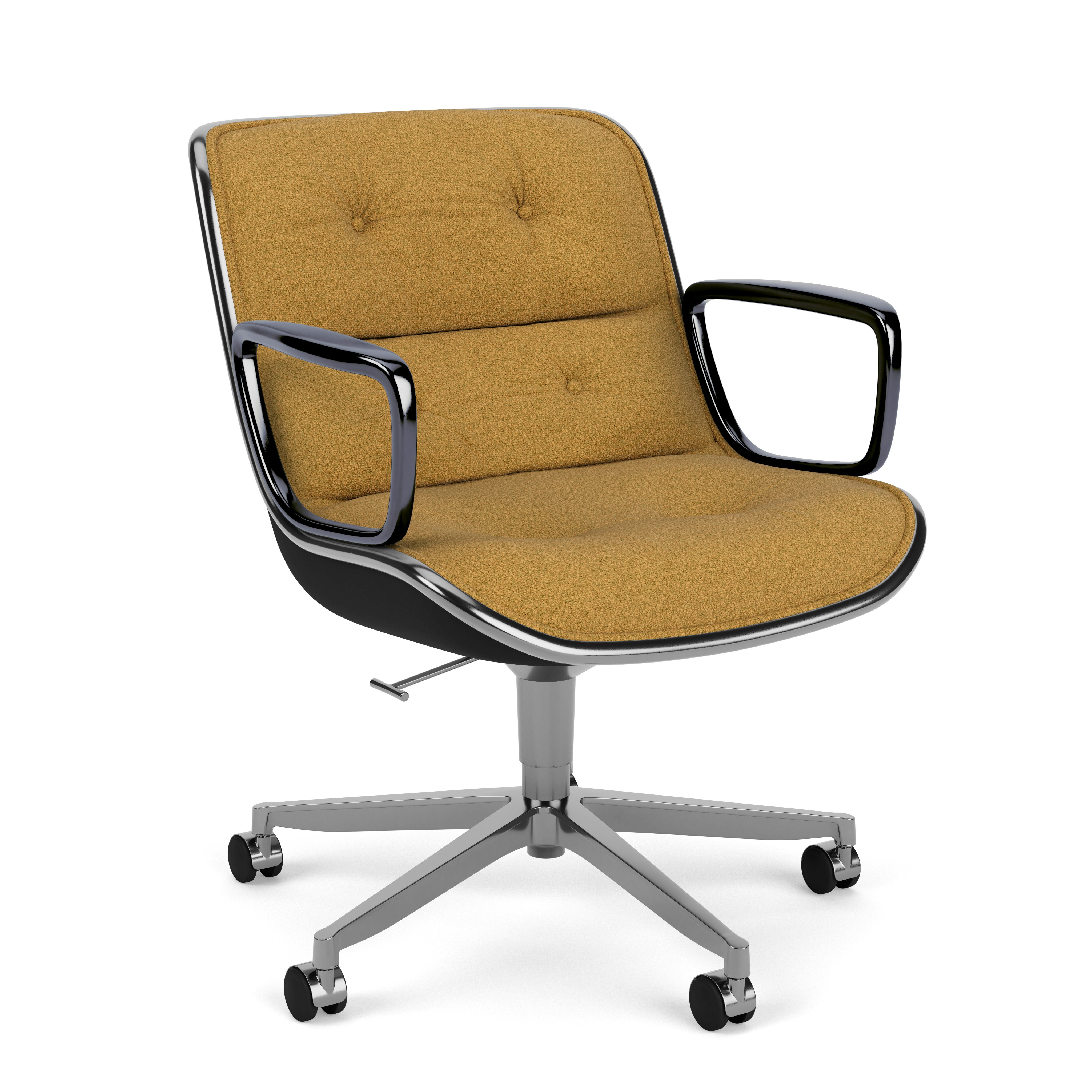 Pollock Executive Armchair - 5 Star, Polished Aluminum, Classic Boucle, Yam