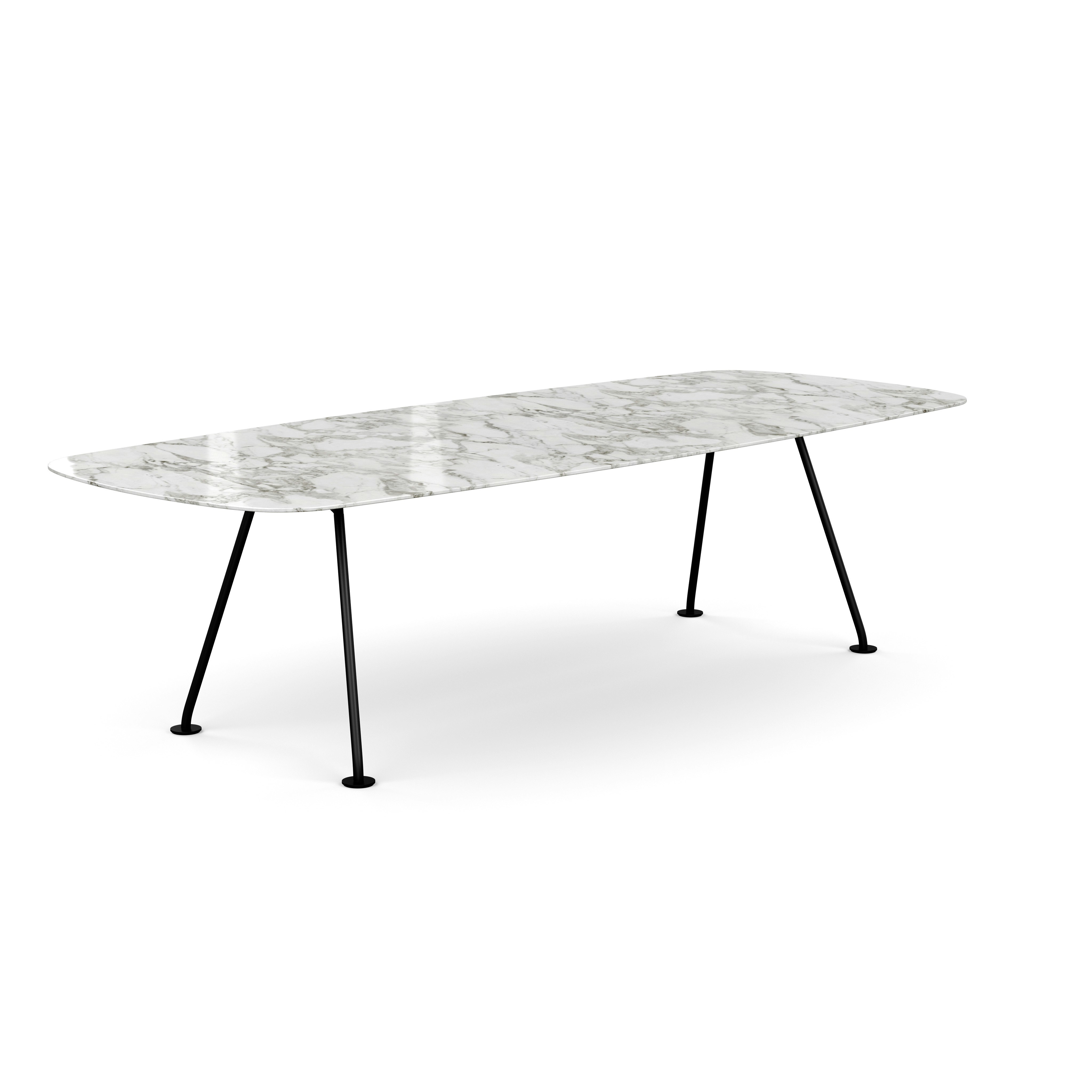 Grasshopper Dining Table - Rectangular,  106",  Polished Arabescato Marble,  Black"