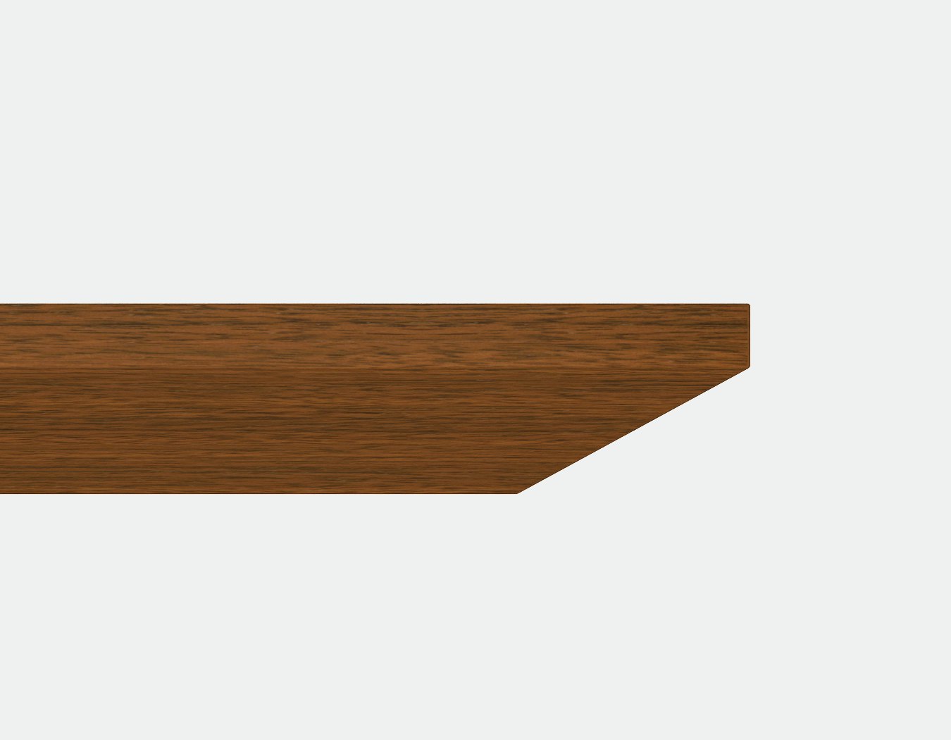 Close-up of the Incline edge option for Geiger Catalyst Casegoods, which starts as a straight edge and transitions to a 45-degree angle.