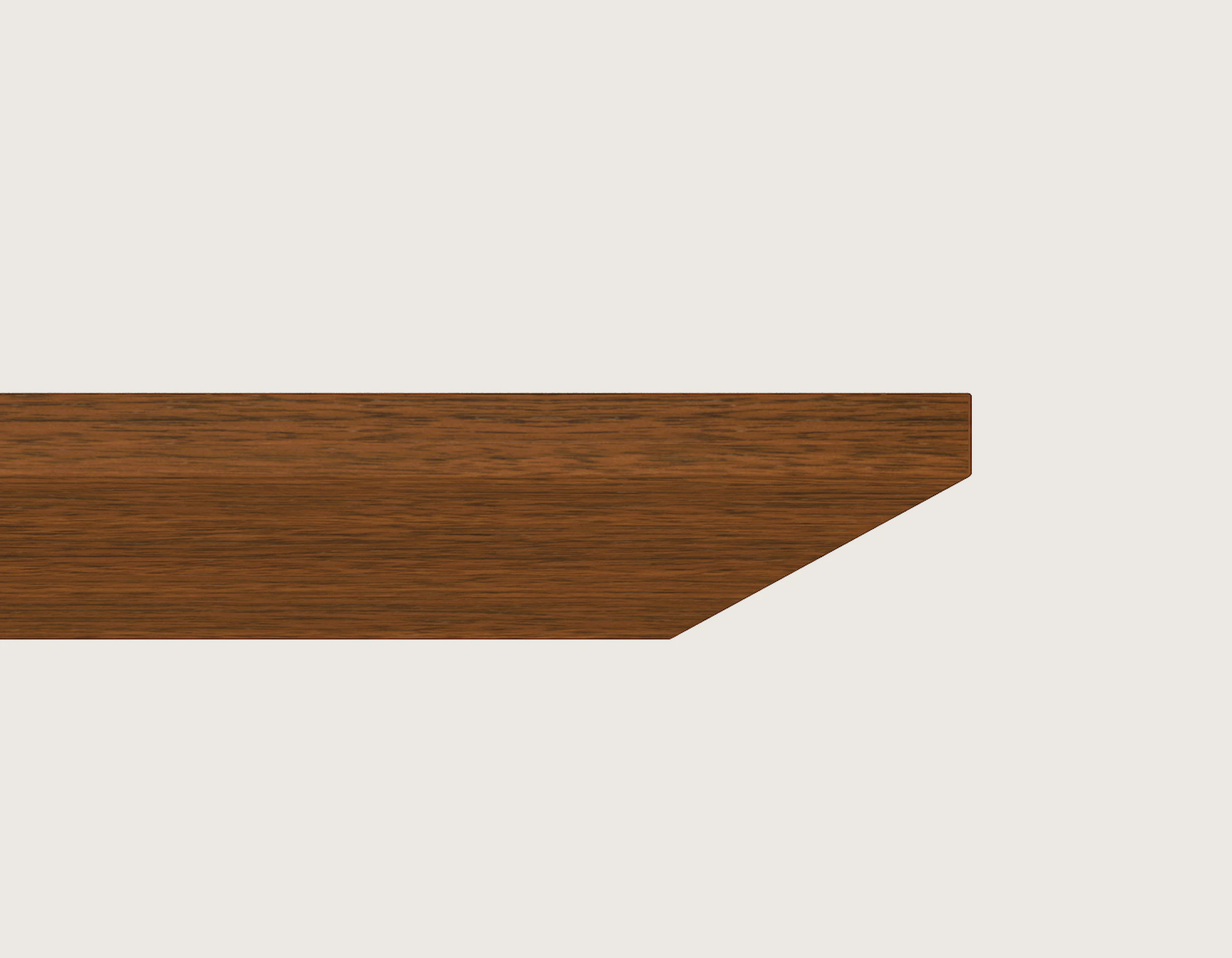 Close-up of the Incline edge option for Geiger Catalyst Casegoods, which starts as a straight edge and transitions to a 45-degree angle.
