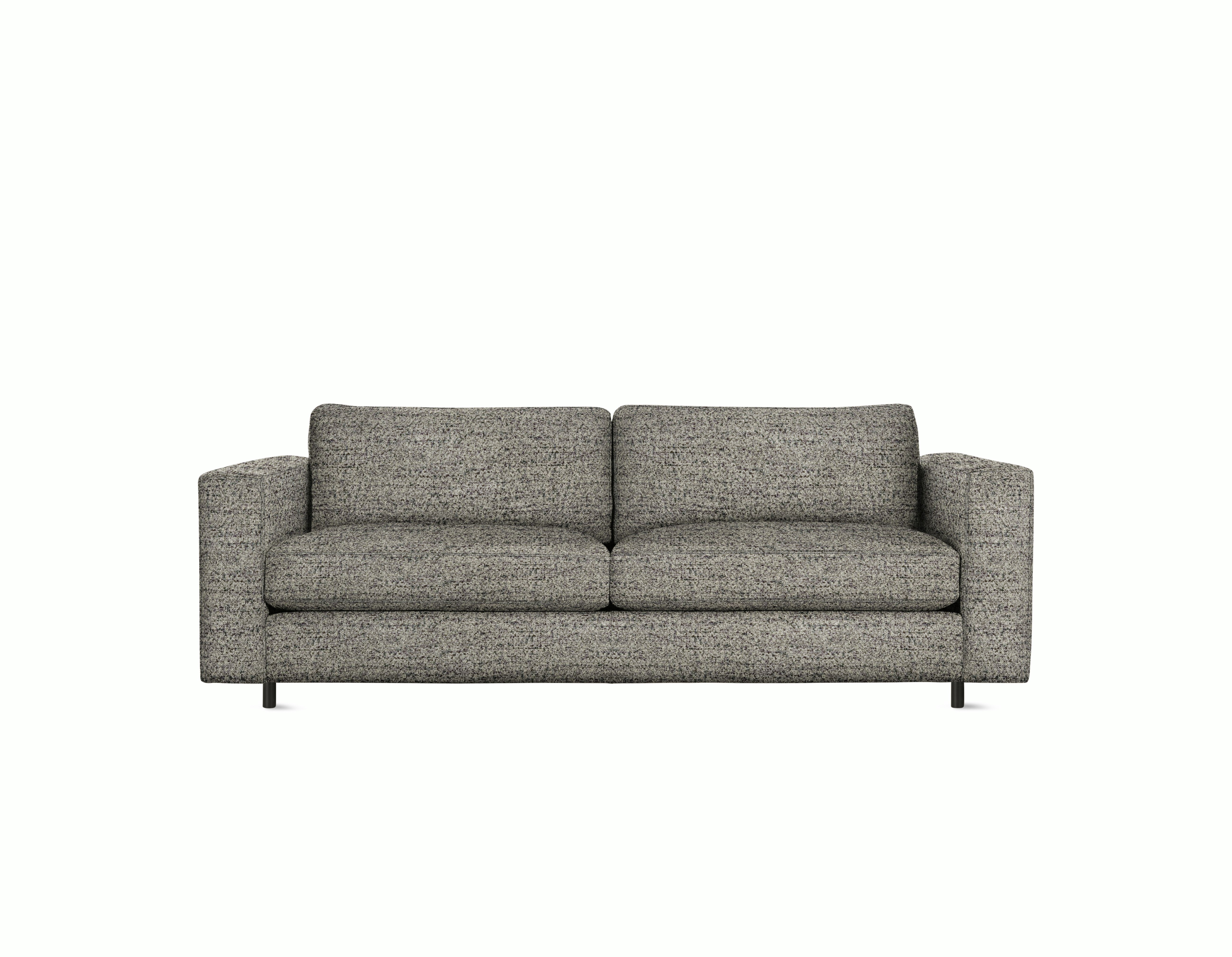 A Reid Sofa in pepper viewed from the front.