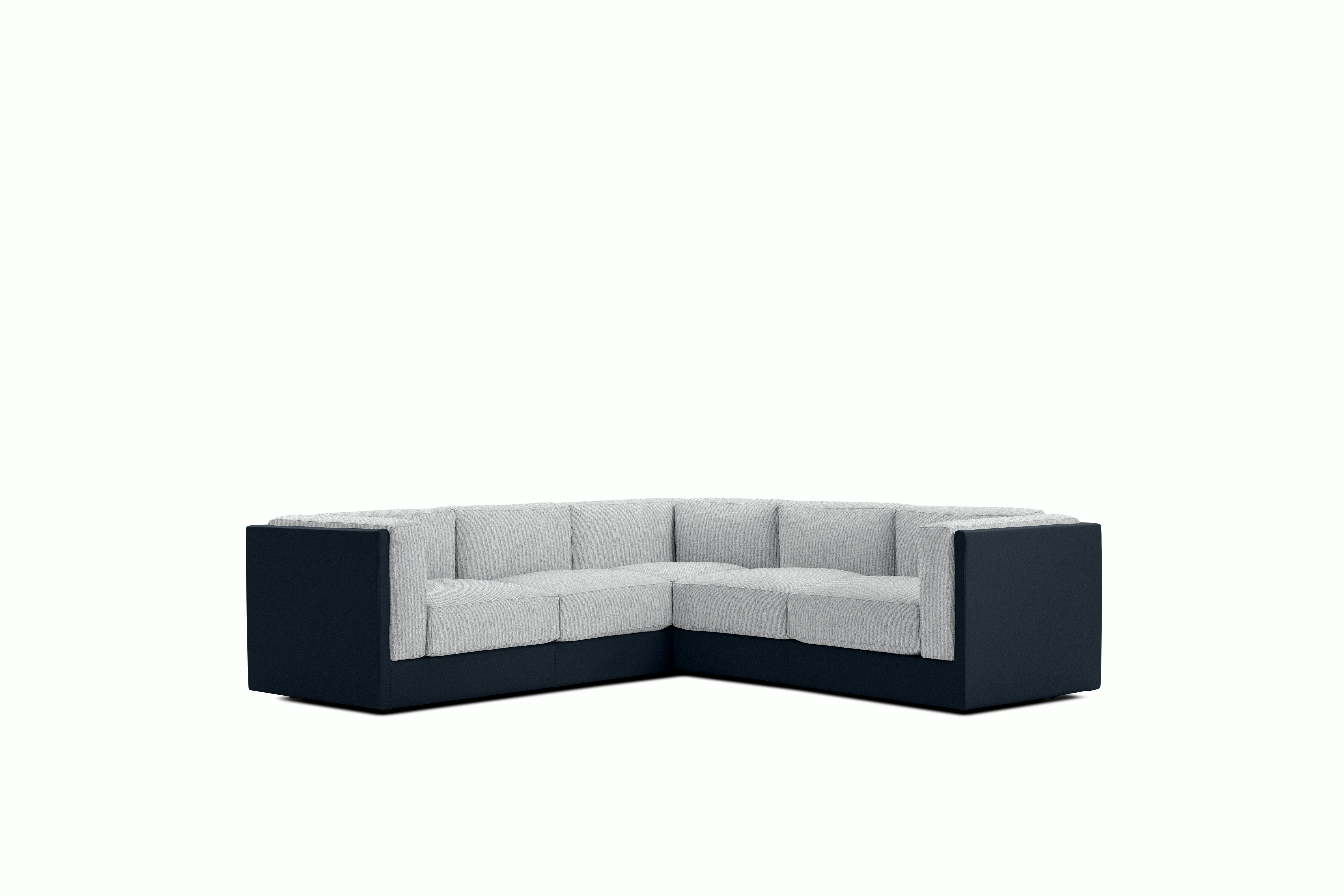 Symme Corner Sectional - Leather Frame,  Prone Leather,  Sail,  Pebble Weave,  Fog
