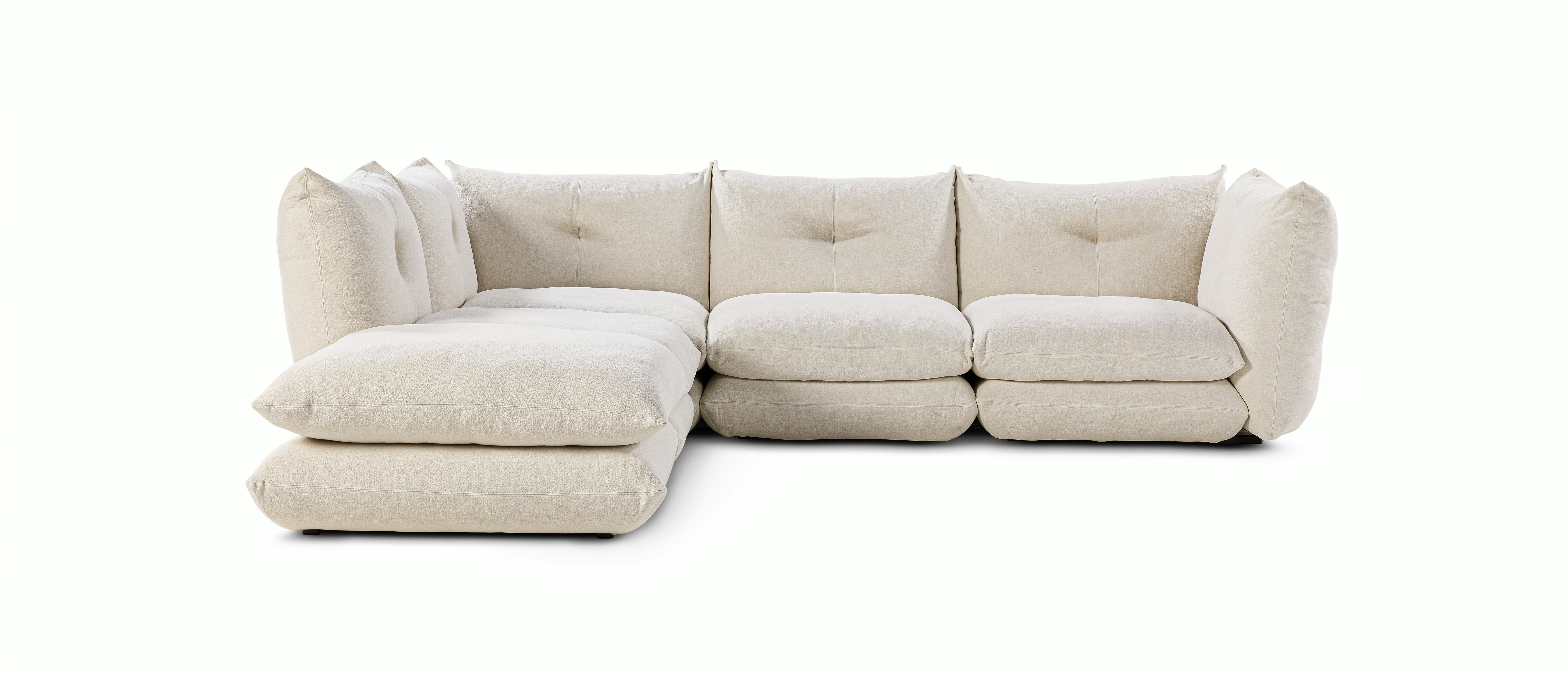 Pillo Sectional - Left,  Four Seater with Ottoman,  Standard,  Haven,  Ivory