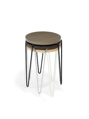 Florence Knoll Hairpin Stacking Table Side Table Zebra Woodgrain Laminate Light Ash Woodgrain Laminate Grey Ash Woodgrain Laminate