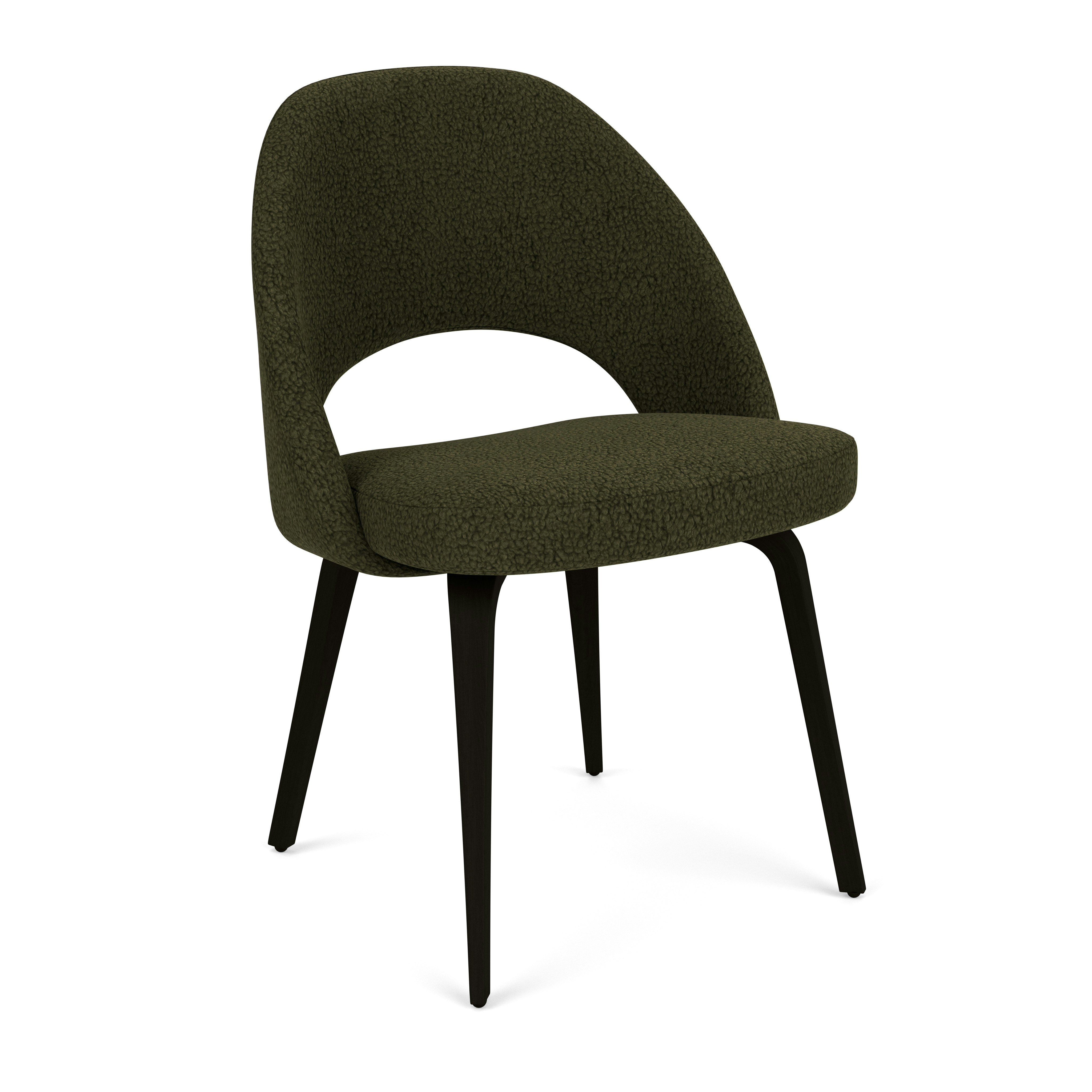 Saarinen Executive Side Chair - Puff, Olive, Ebonized Walnut