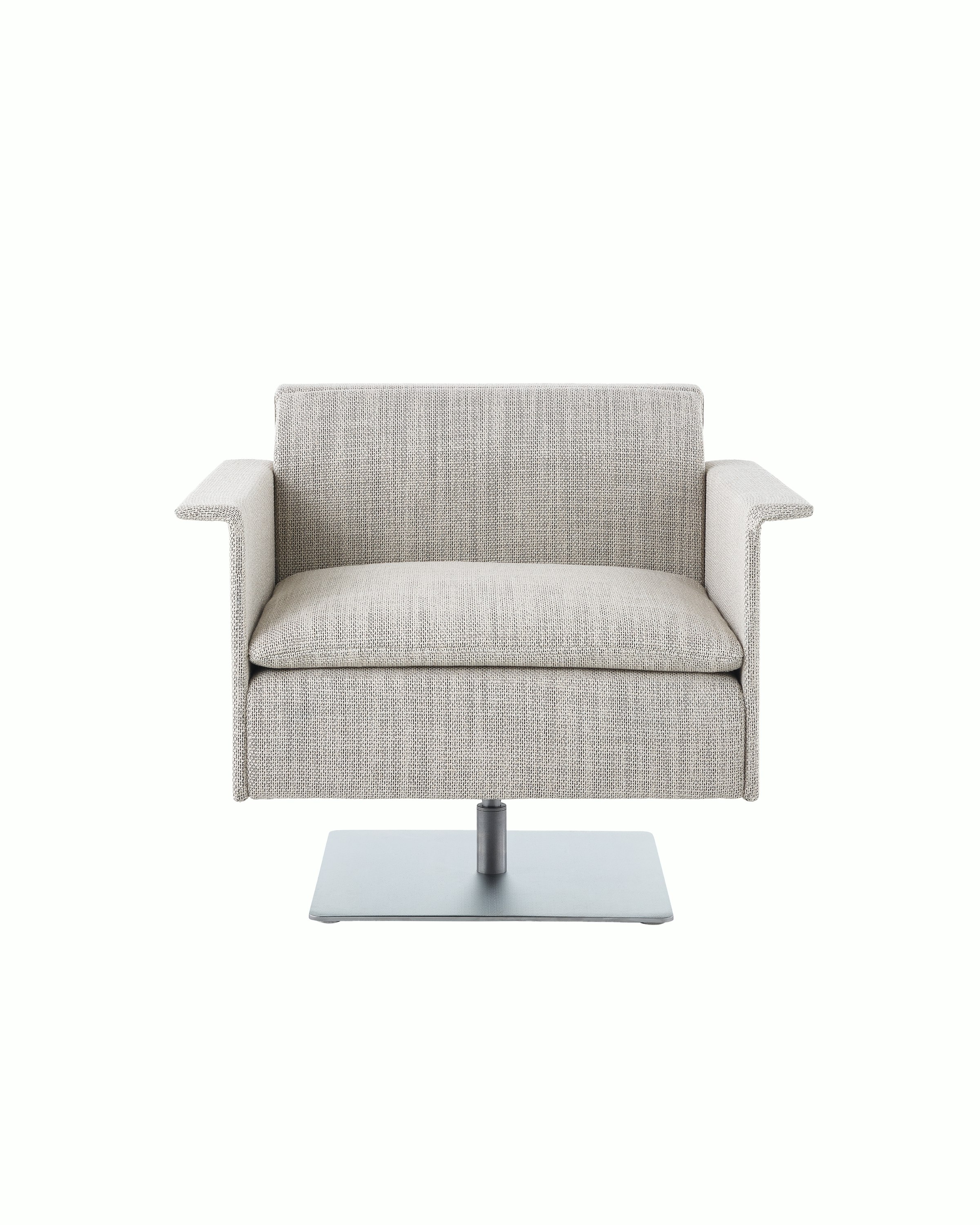 Mantle Club Chair in Capri Stone with pedestal base.