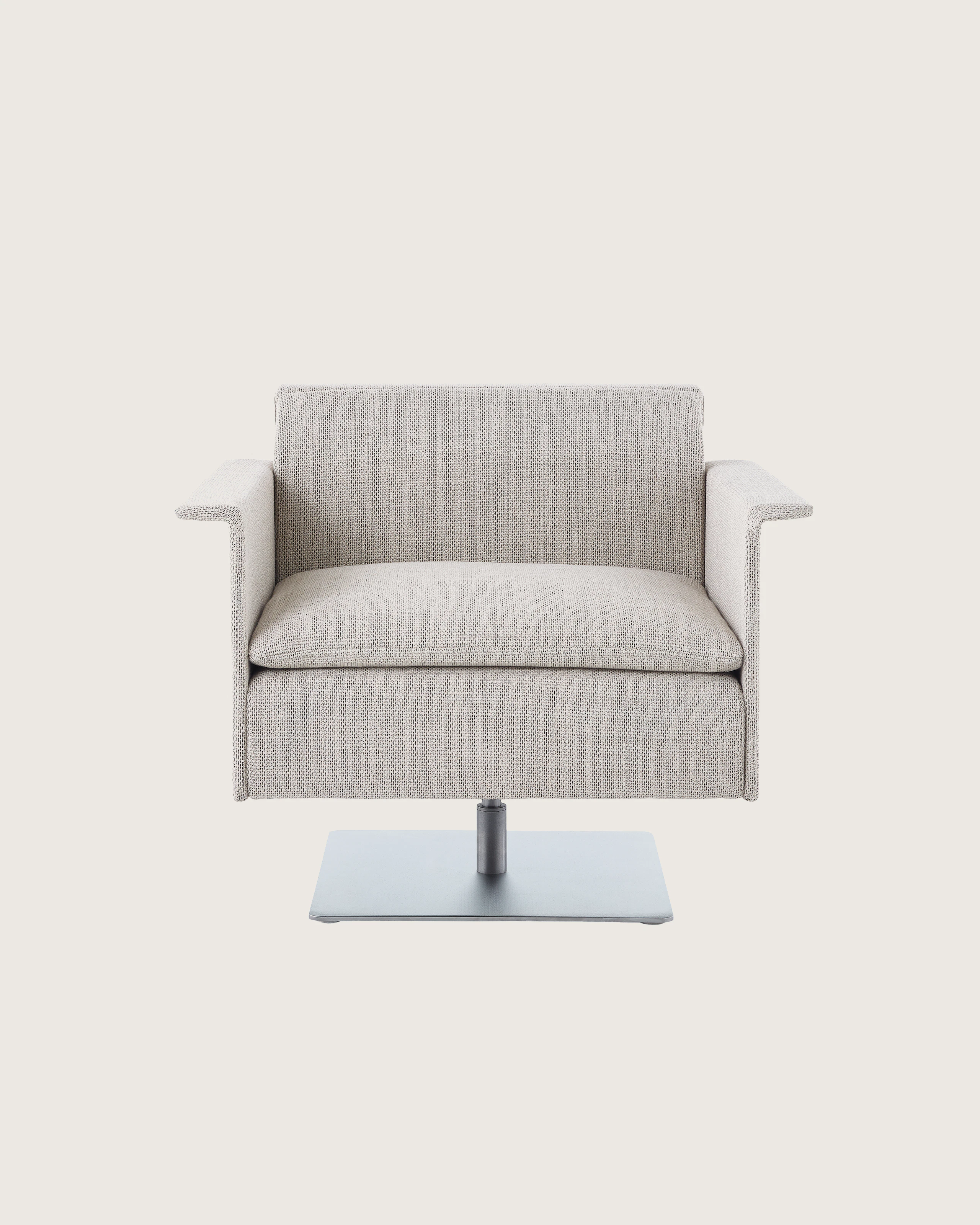 Mantle Club Chair in Capri Stone with pedestal base.