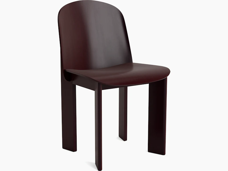 Chisel Chair in dark bordeaux beech, angled view