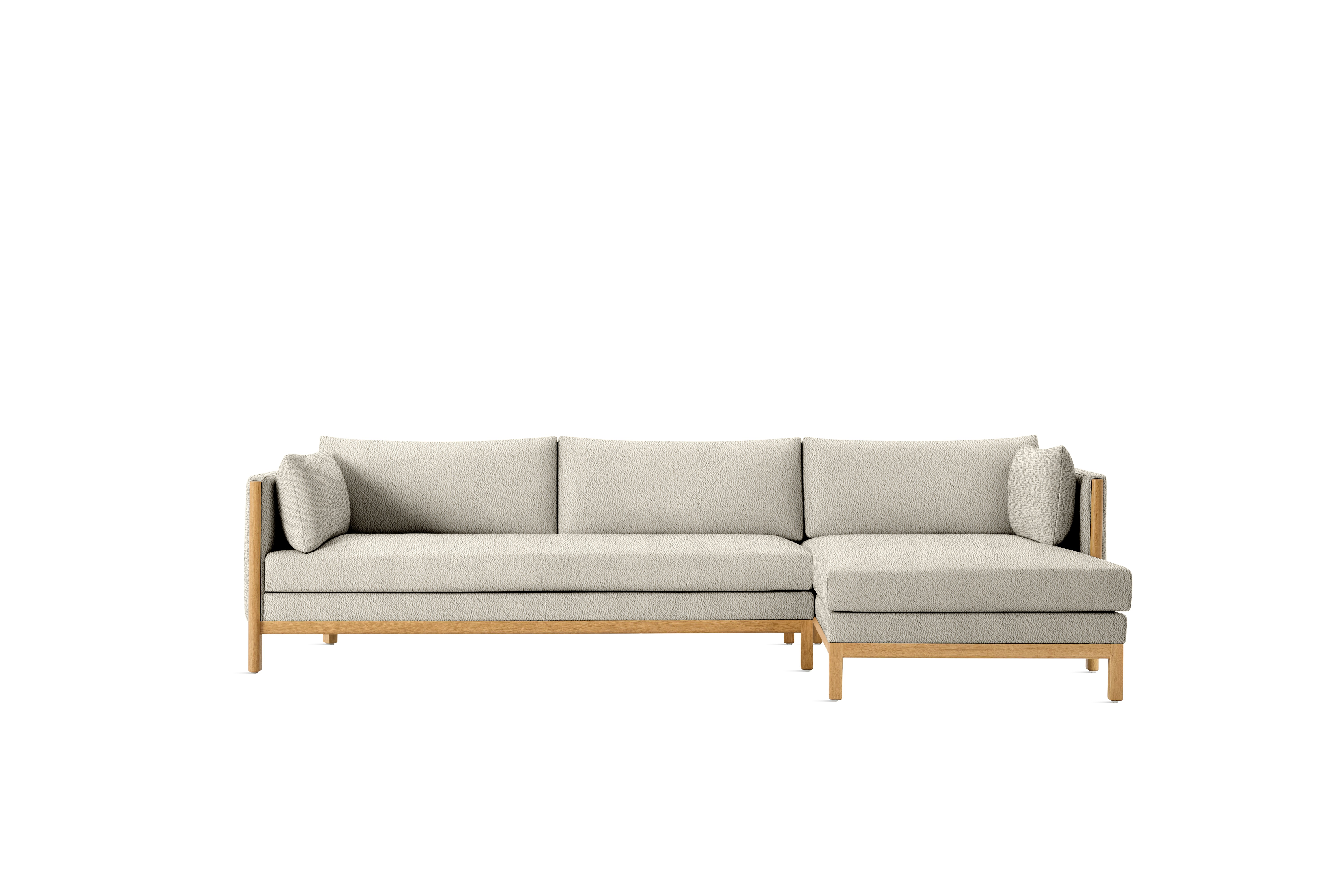 Emmy Sectional - Turf, Creme Melange, Oak, Right