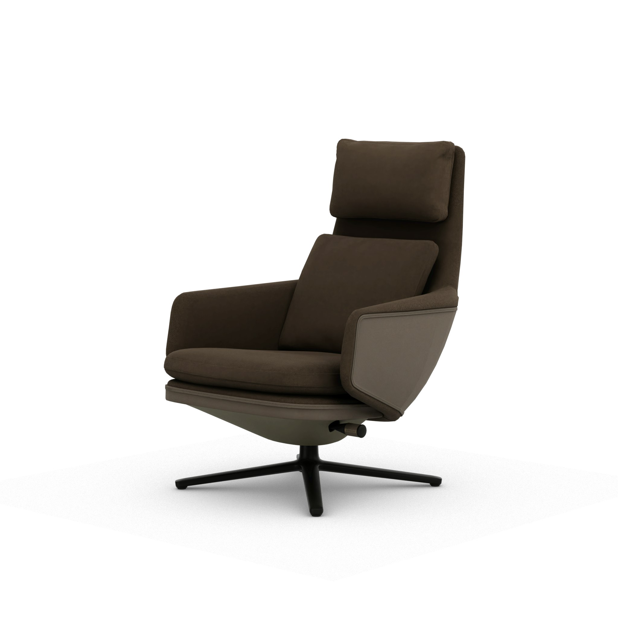 Grand Relax Lounge Chair - Dumet, Sand Melange, Back Uph, Leather Forte, Sand, Basic Dark