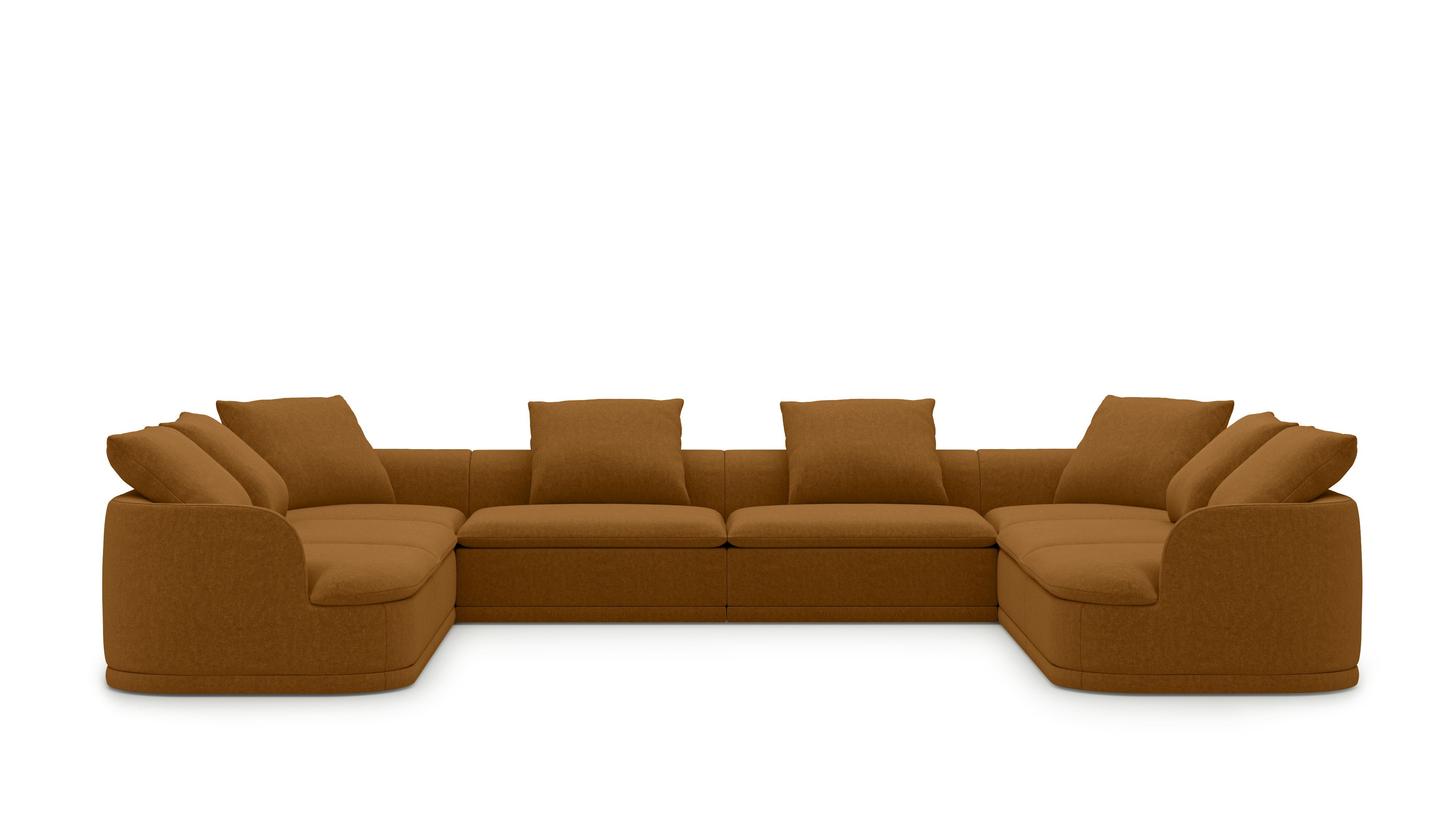 An Atlason Composed Modular Sofa U Shape Sectional in Sintra: Camel viewed from the front.
