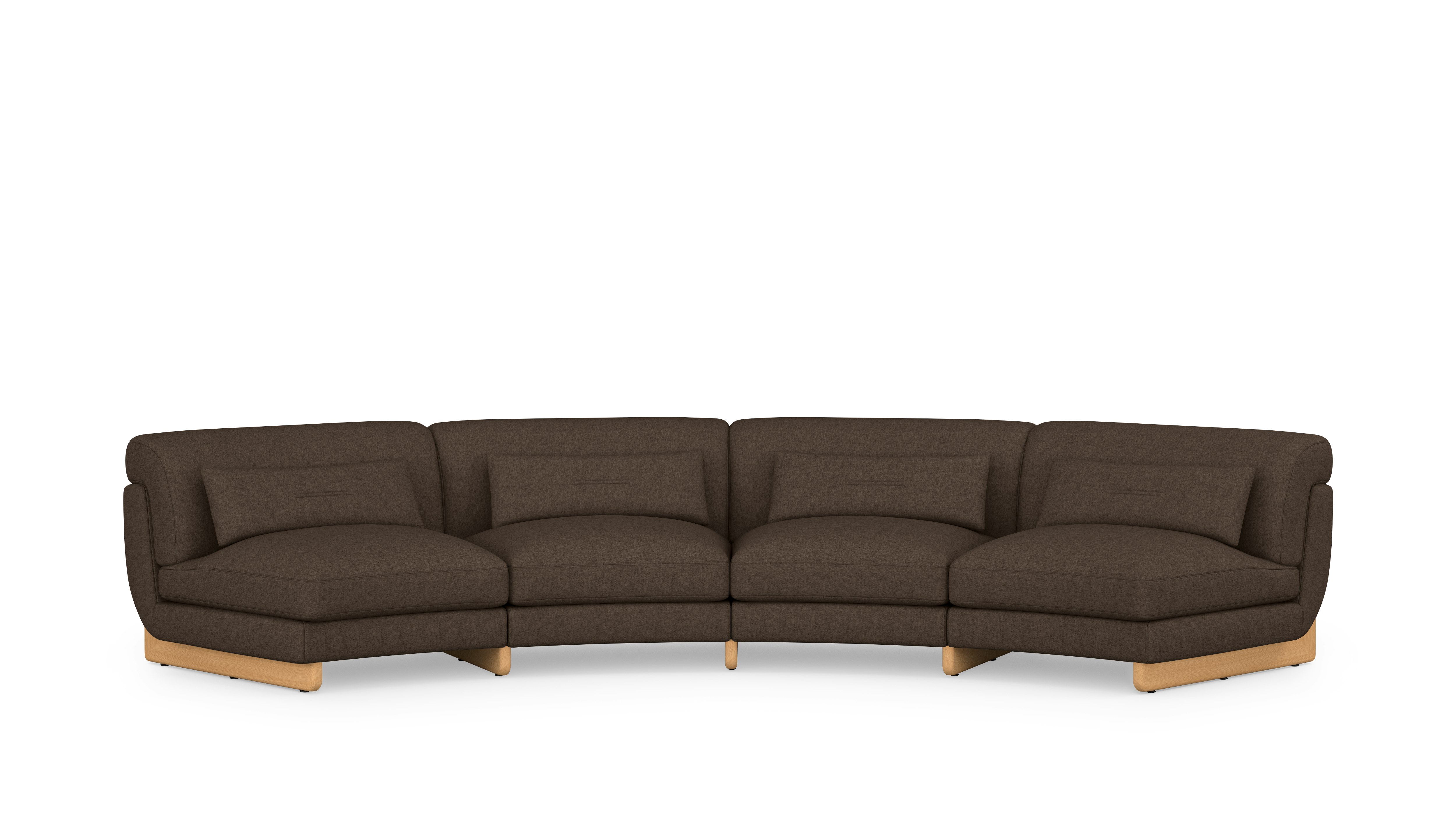 Contra Wedge Sectional - 4 Seat, Pecora, Chocolate , Oak