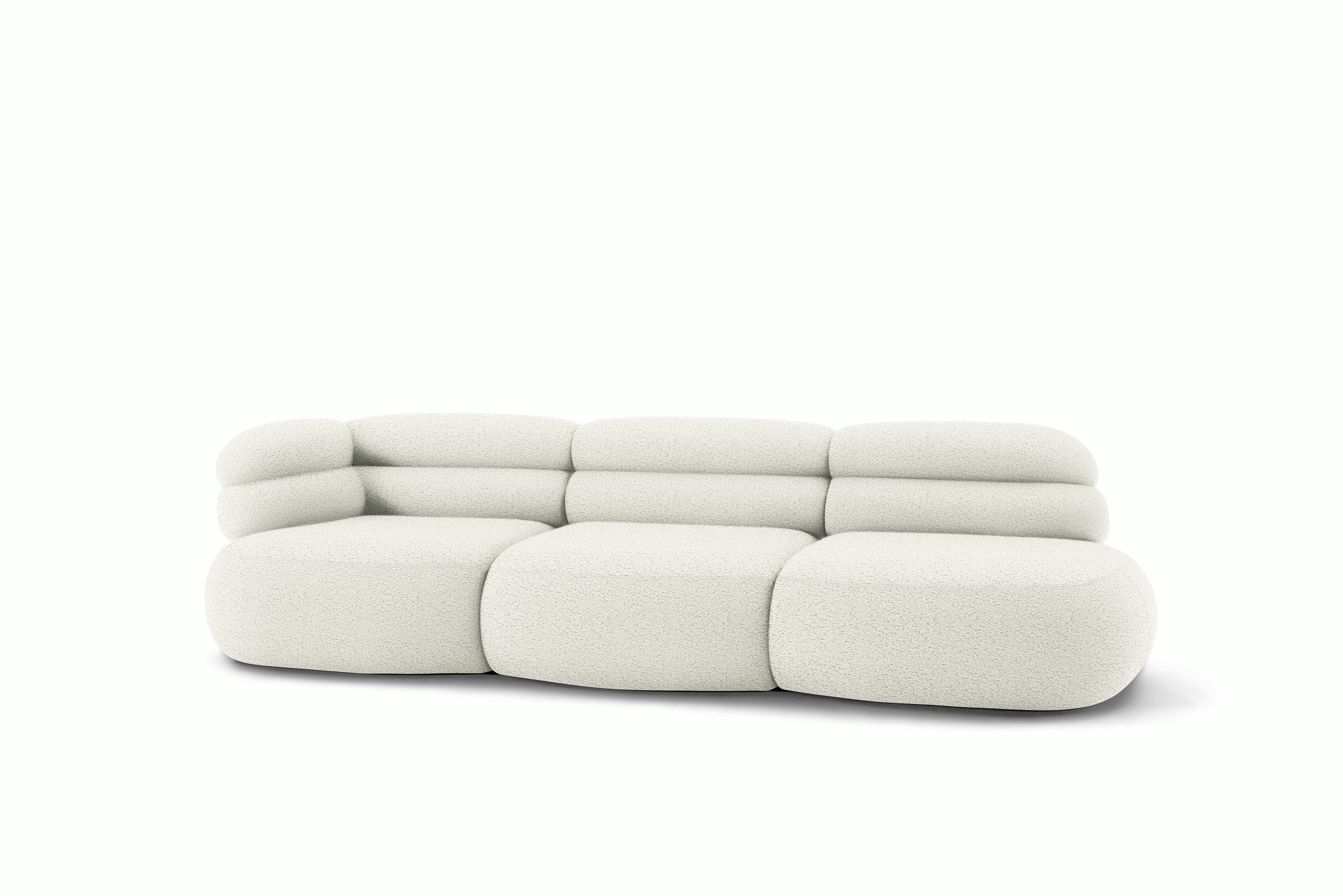 A Biboni Open End Sofa in Cotton viewed from an angle.