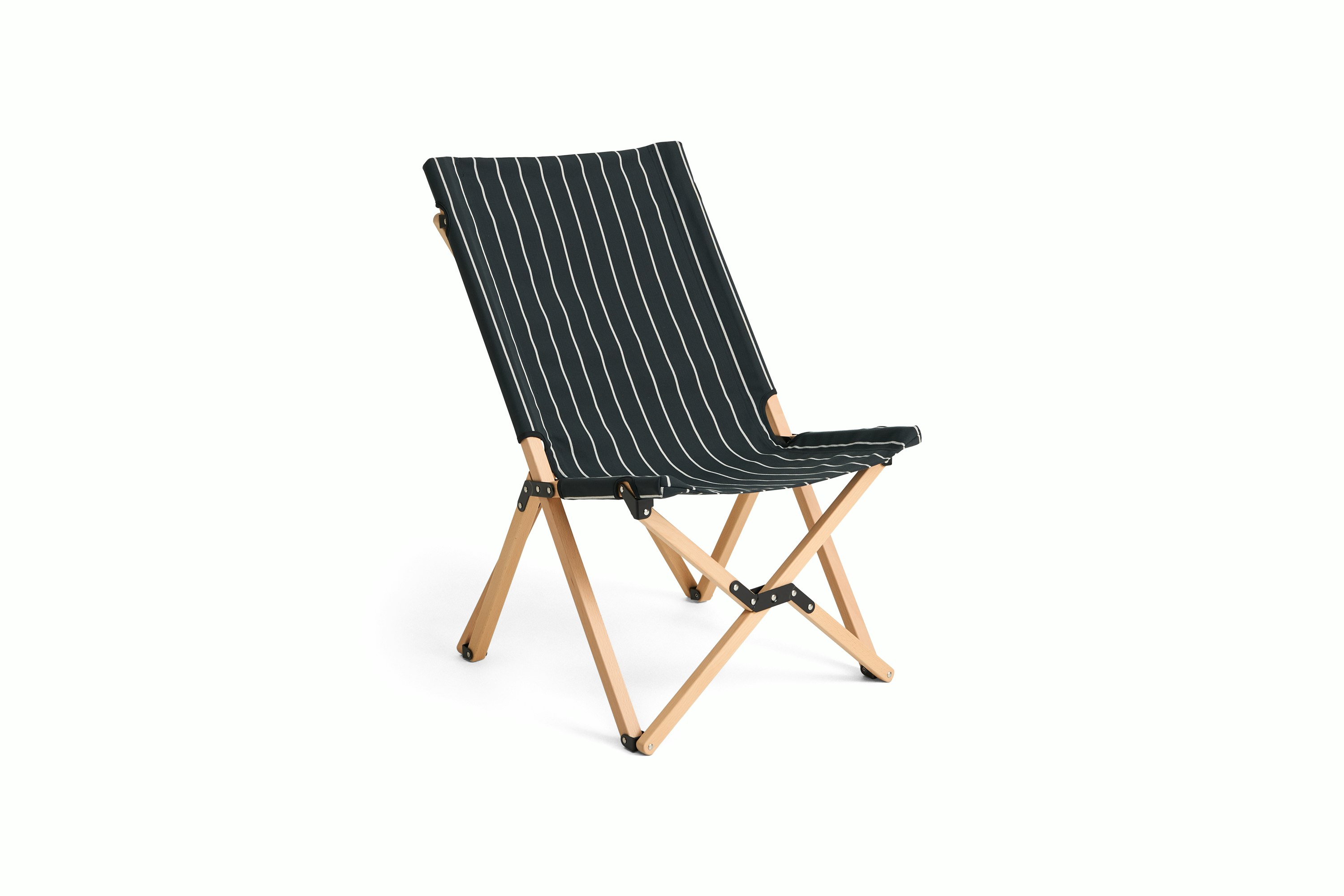 Outdoor Market Folding Chair - Black With Beige Stripe
