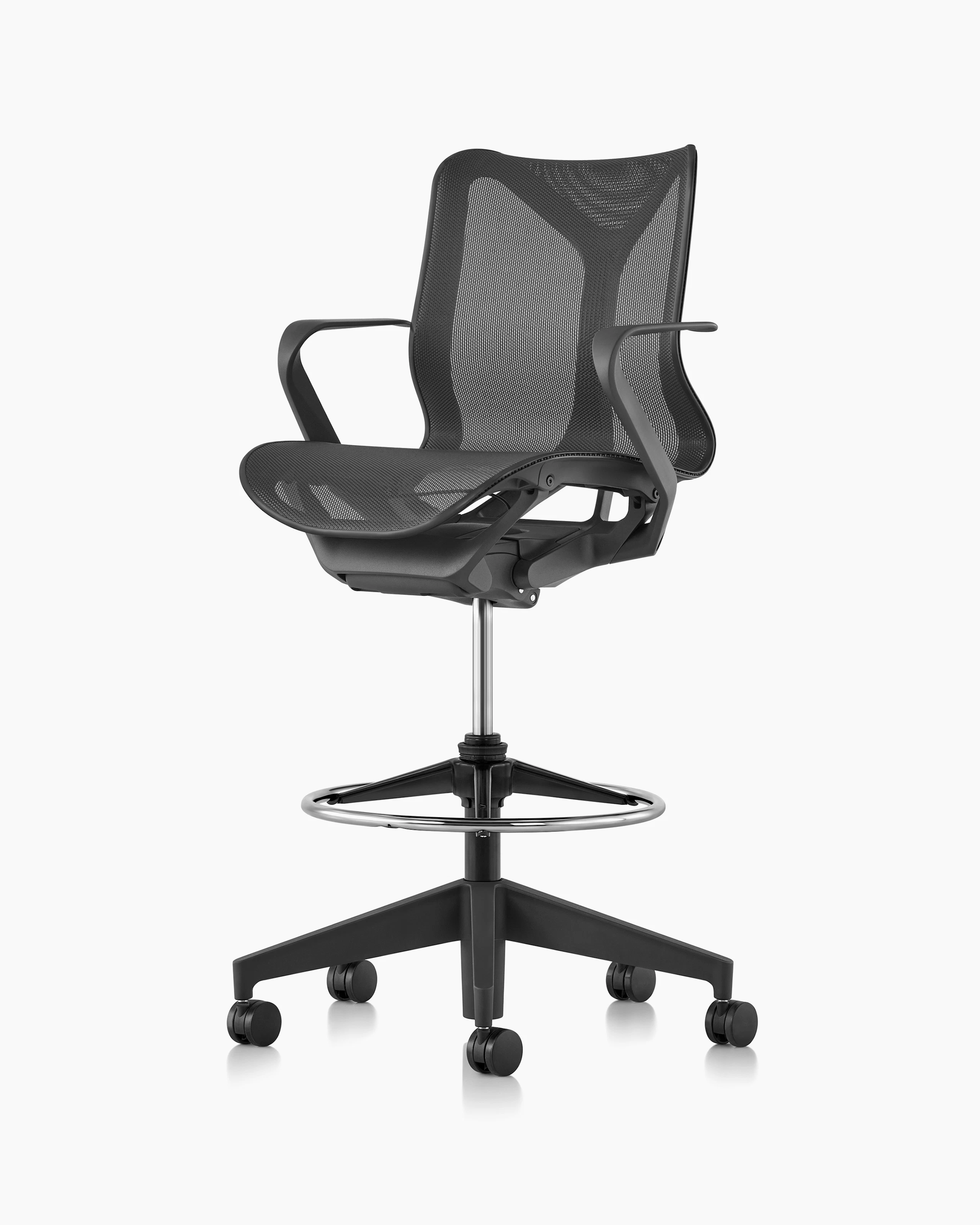 Cosm low back stool, front angle, graphite