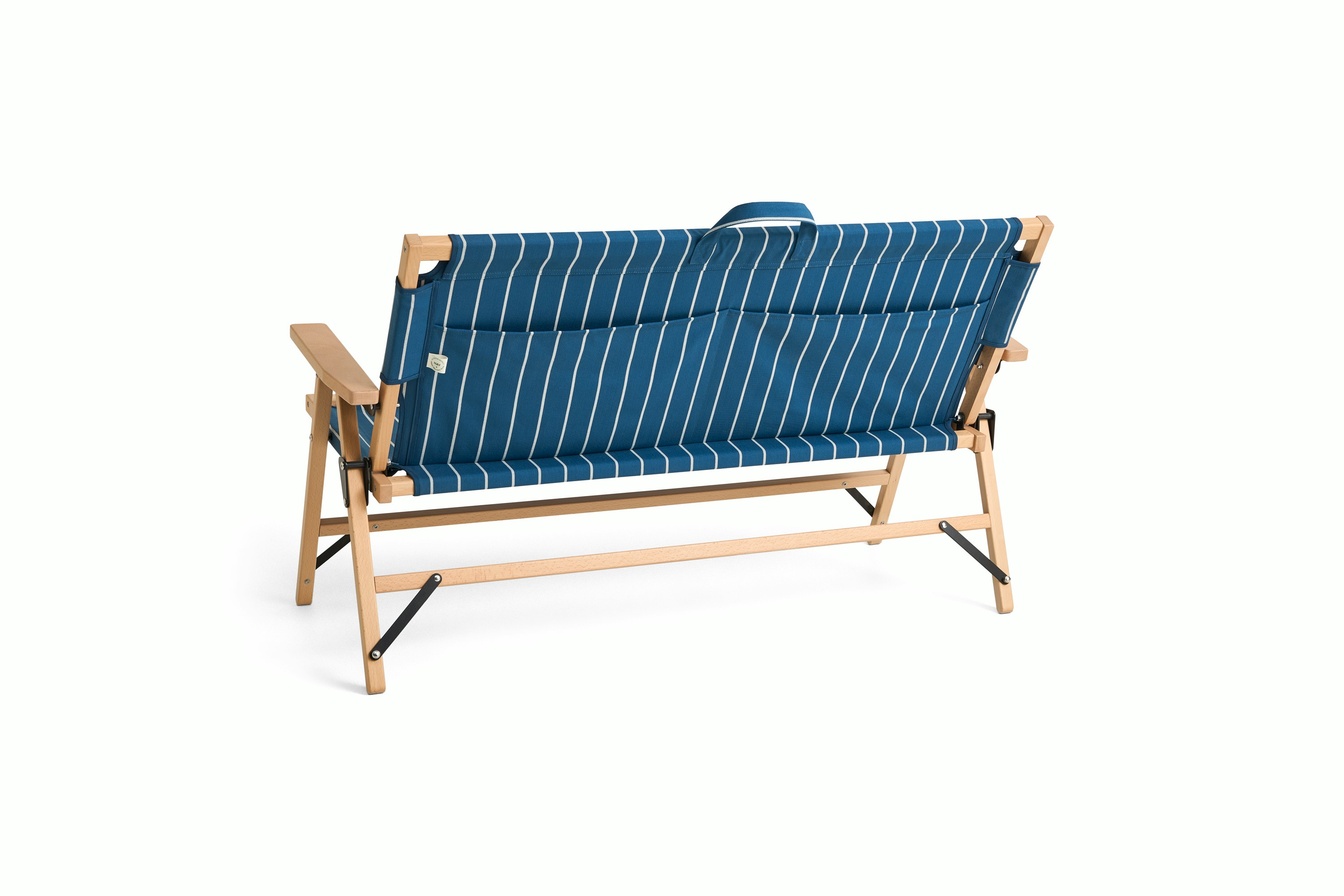 Outdoor Market Folding Sofa - Blue With Beige Stripe