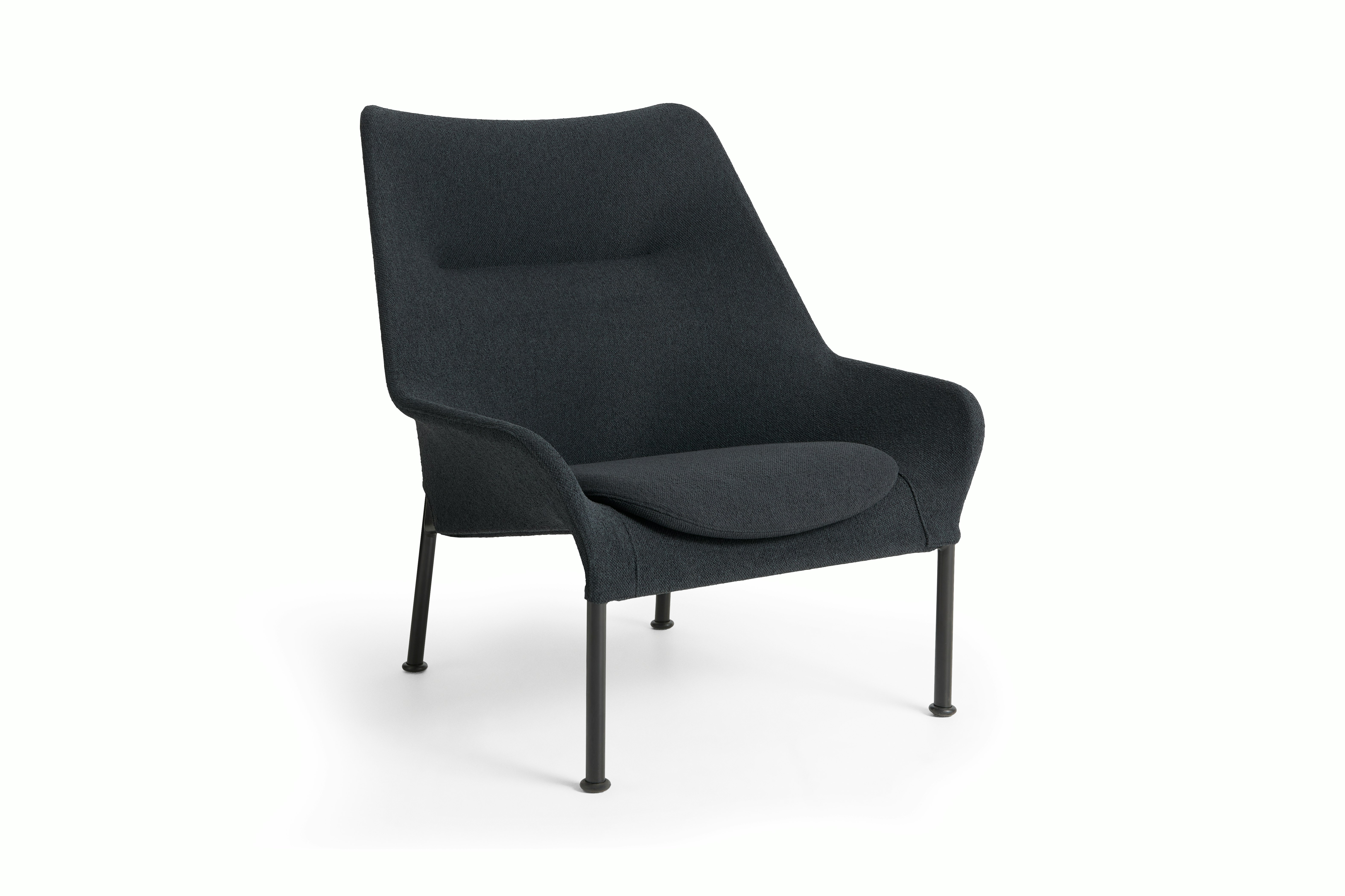 Black O2 Lounge Chair with black base, angled front view on white background.
