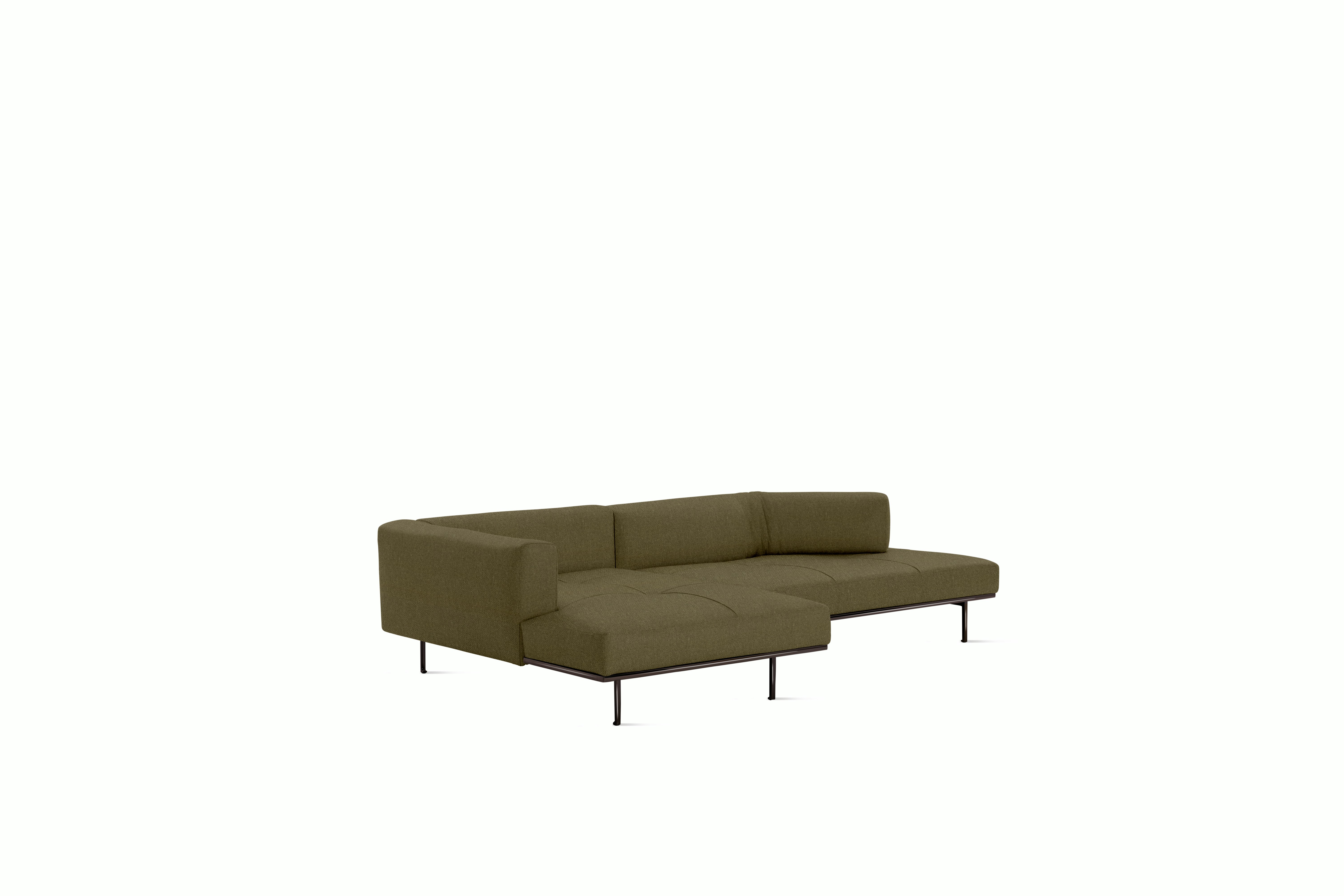Matic Sectional - M18 Config - One-Arm Sectional,  Right,  Quilted,  Hopsack,  Olive,  Charcoal
