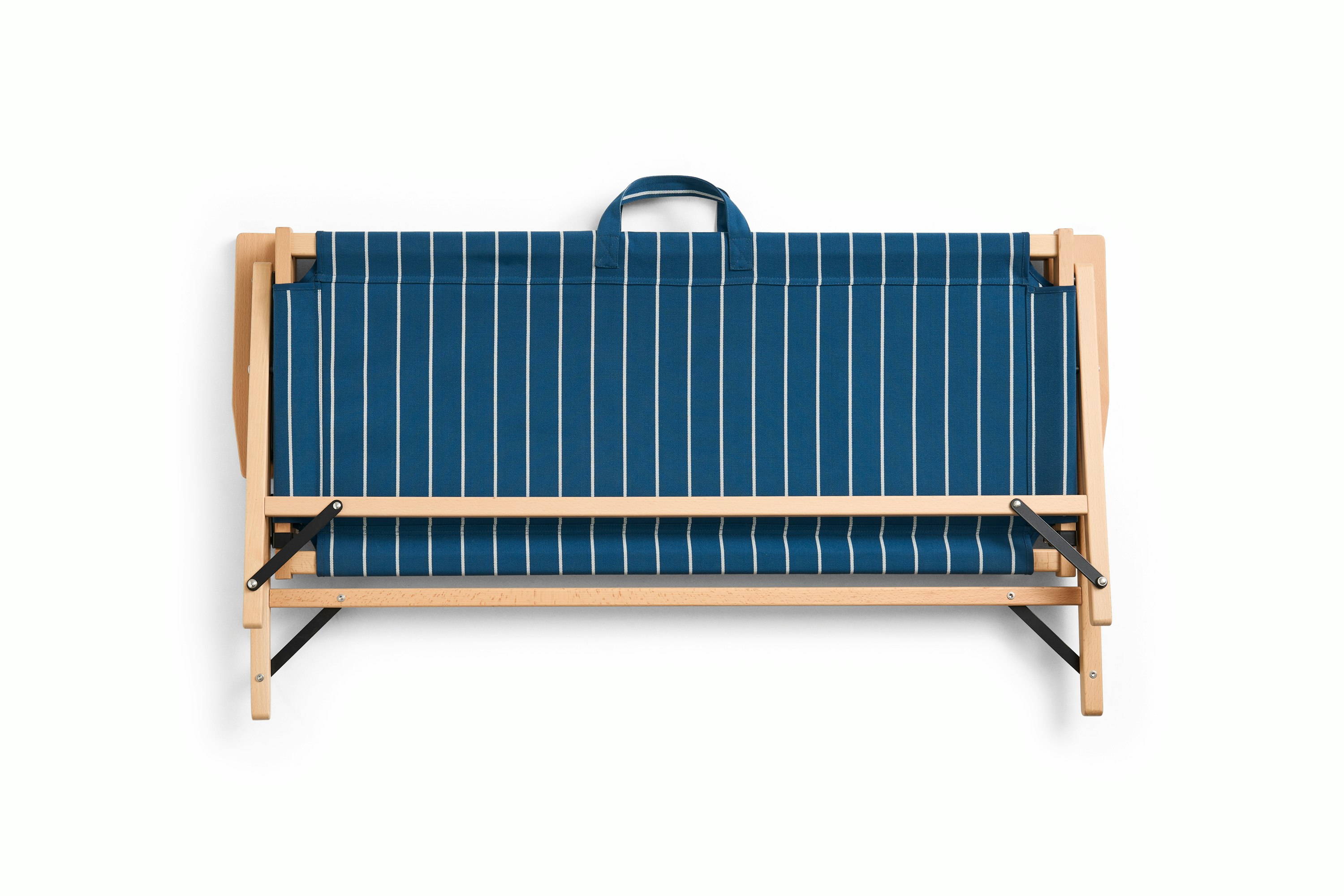 Outdoor Market Folding Sofa - Blue With Beige Stripe