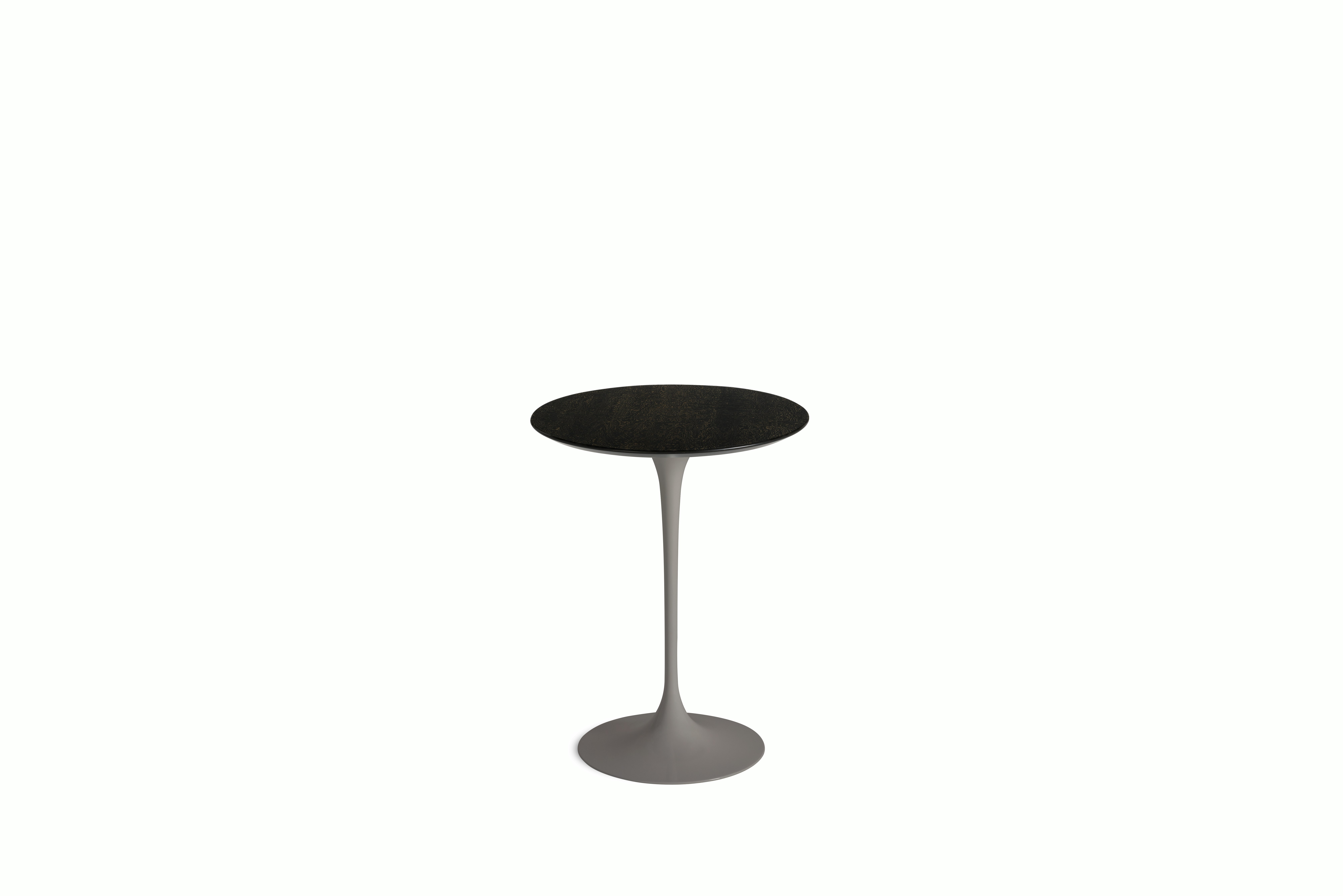 Saarinen Side Table - 16 Inch, Round, Veneer Topo Noir, Grey Base