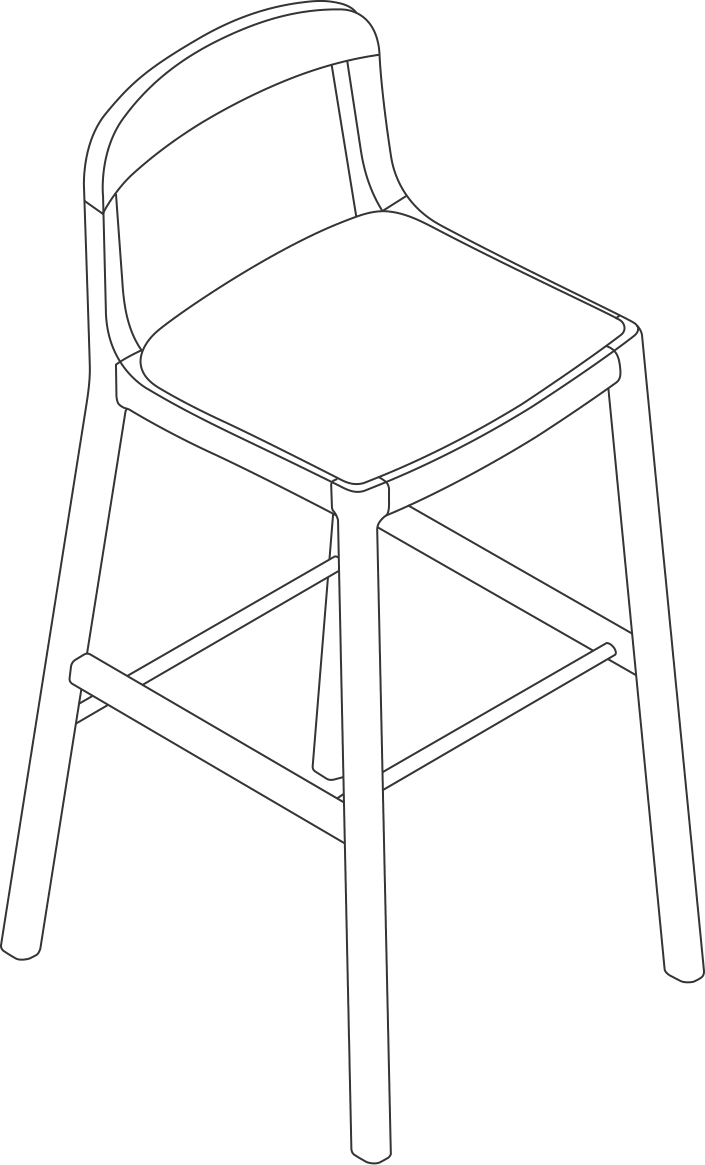 A line drawing - Lijn Stool | Bar Height | Open Back | Upholstered Seat