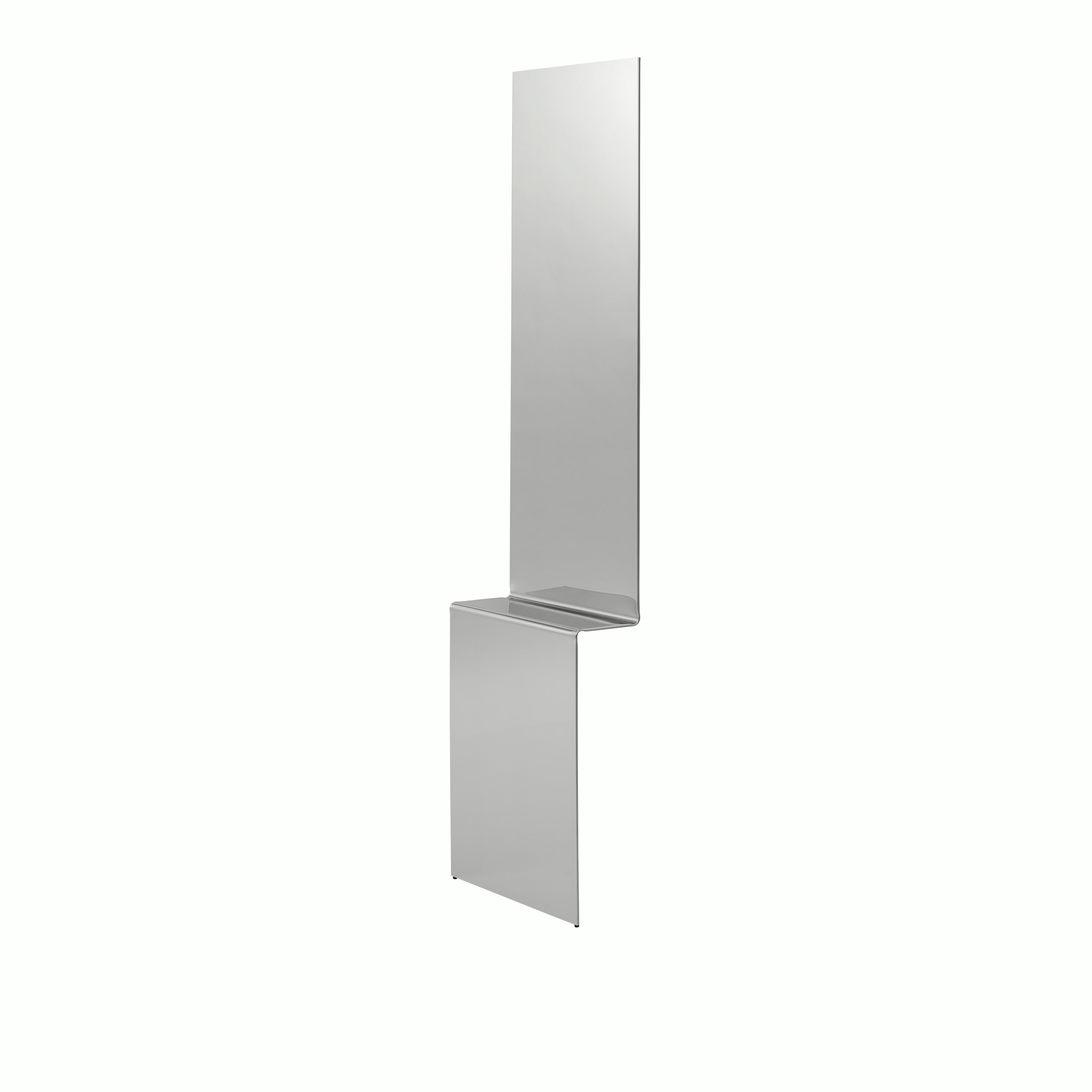 Pleat Mirror in Polished Steel Viewed from Angle