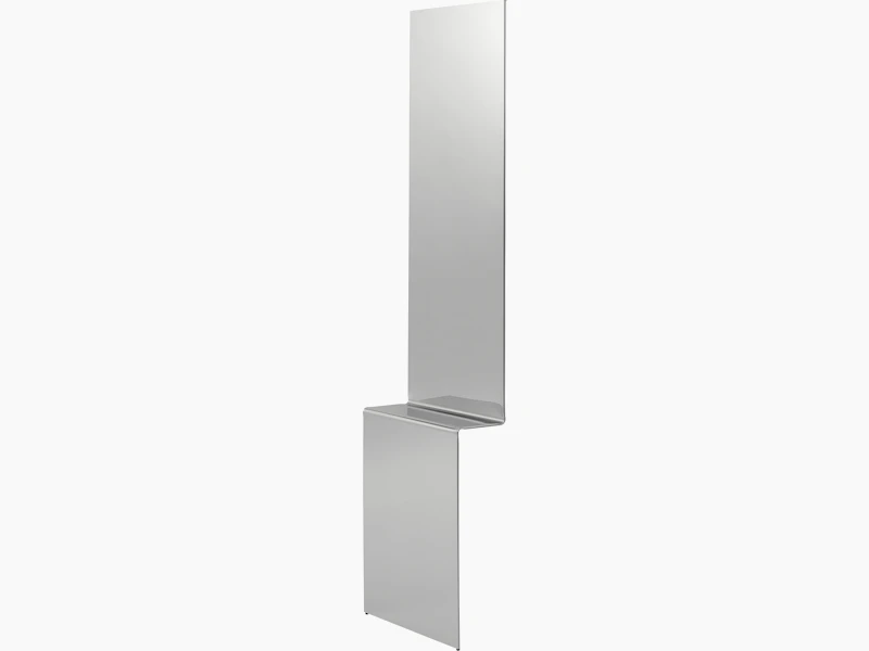 Pleat Mirror in Polished Steel Viewed from Angle