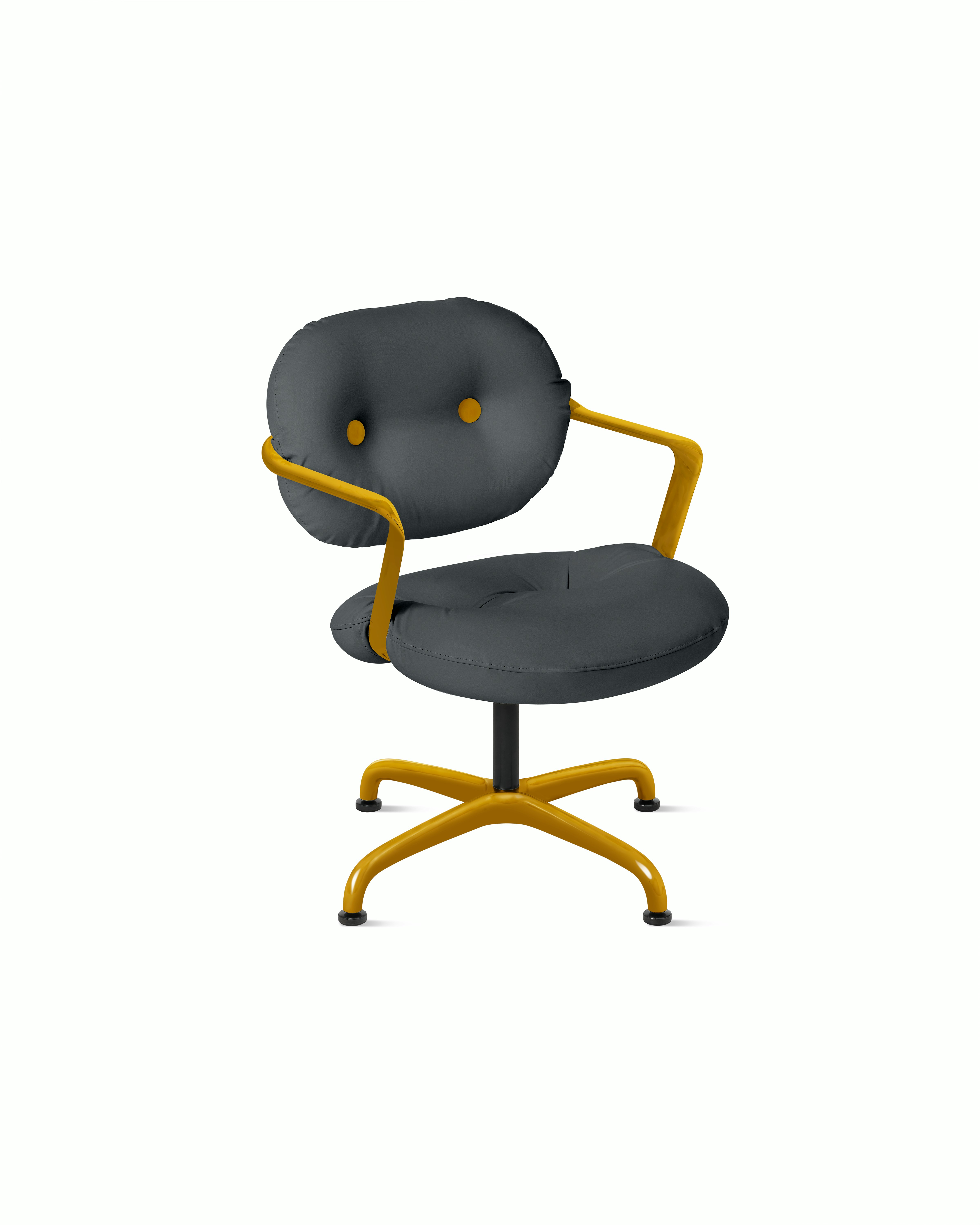 Morrison Hannah Occasional Chair - With Arms,  Amalfi Leather,  Ponteprimario,  Saffron,  Glides FSC Certified