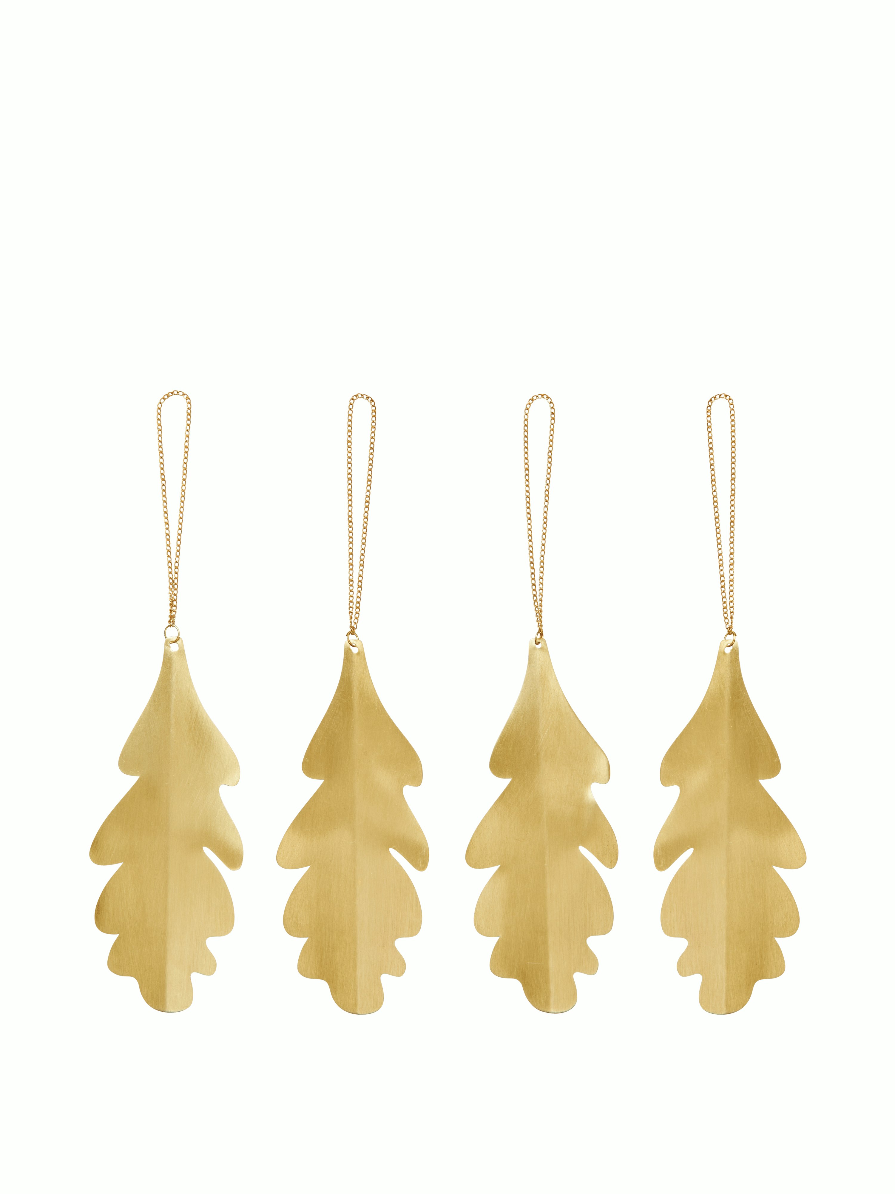 Oak Leaf Brass Ornaments - Set of 4