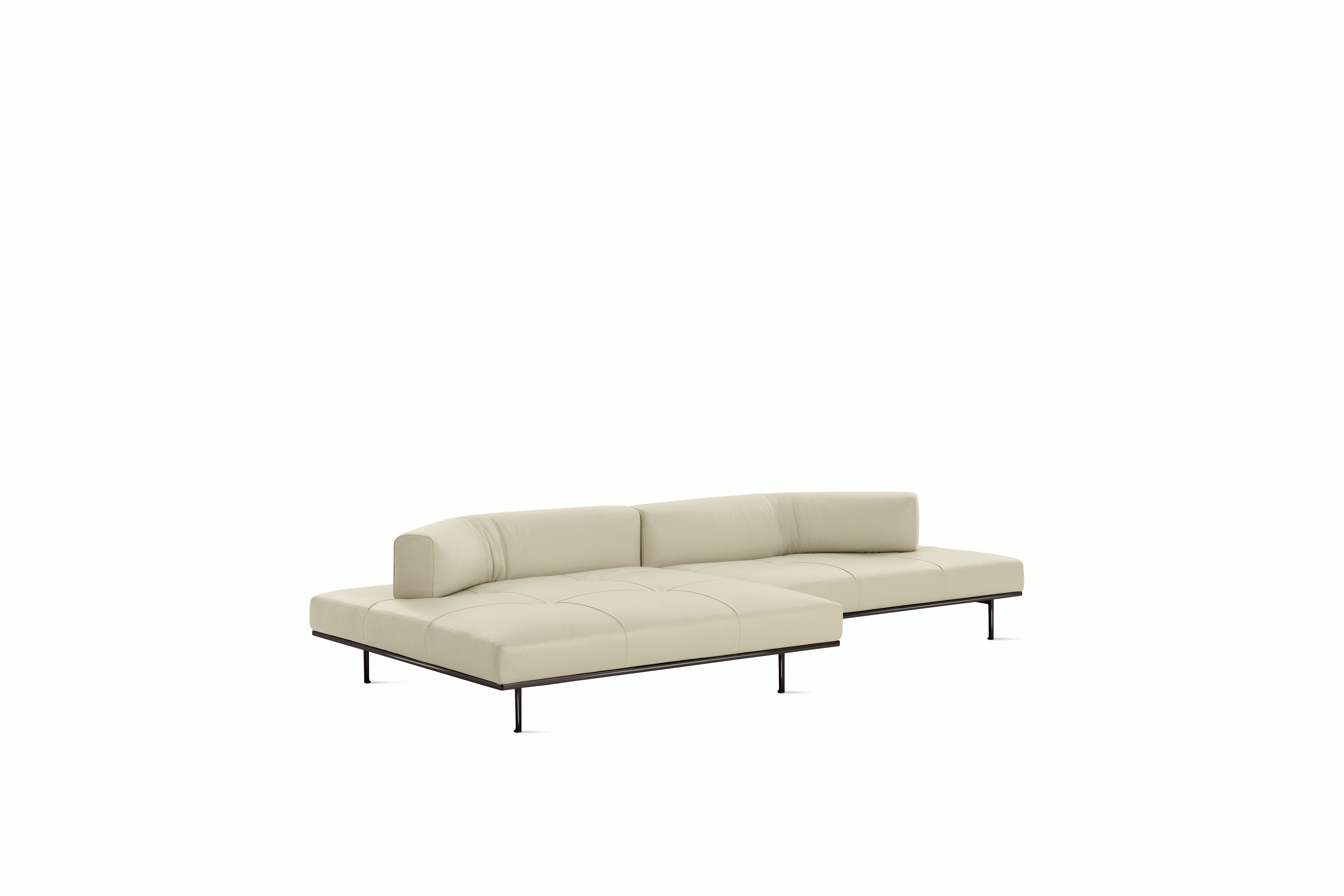 Matic Sectional- MH12 Config - Chaise Sectional,  Right,  Quilted,  Volo Leather,  Parchment,  Charcoal