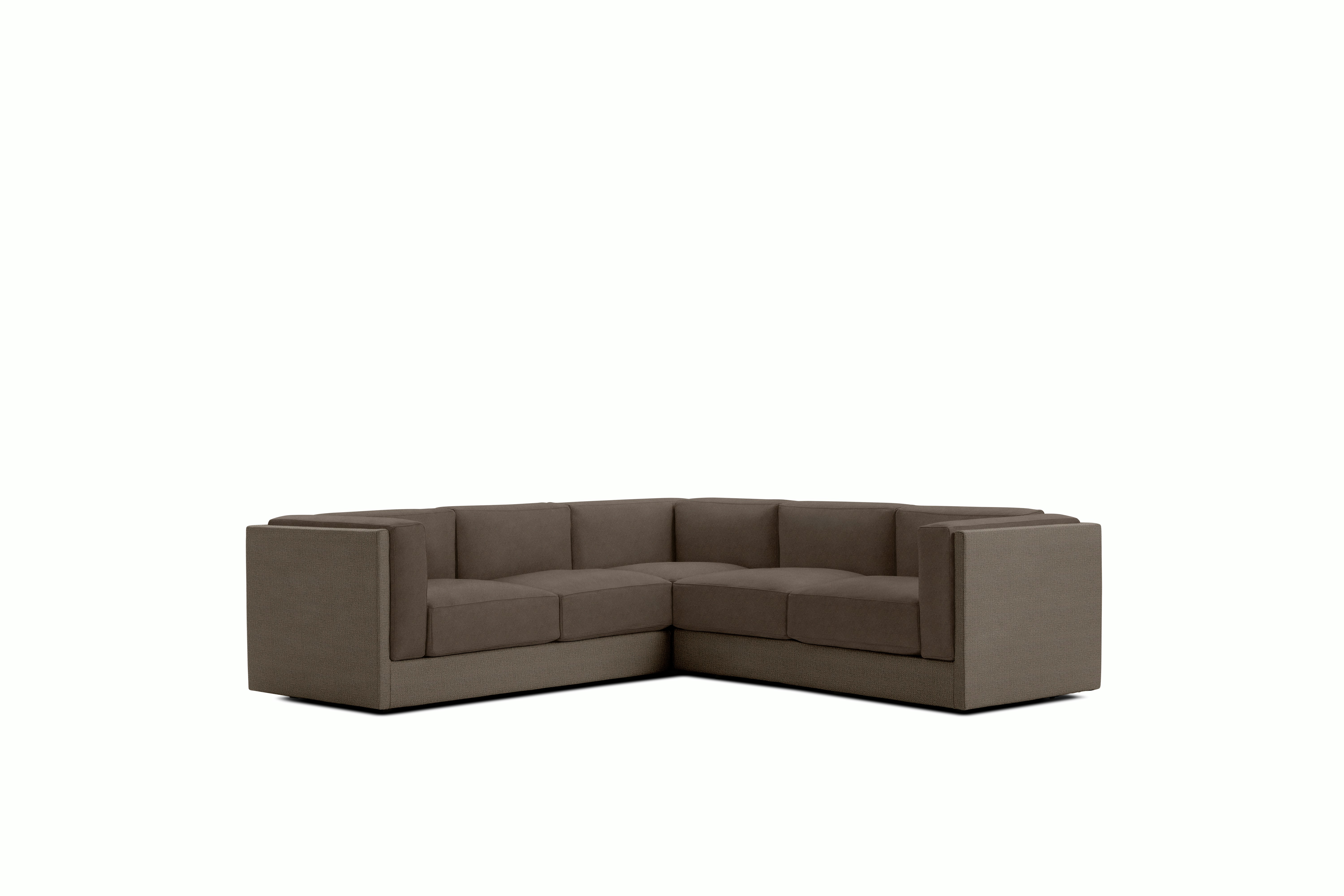 Symme Corner Sectional - Fabric Frame,  Pebble Weave,  Bark,  Pecora,  Chocolate