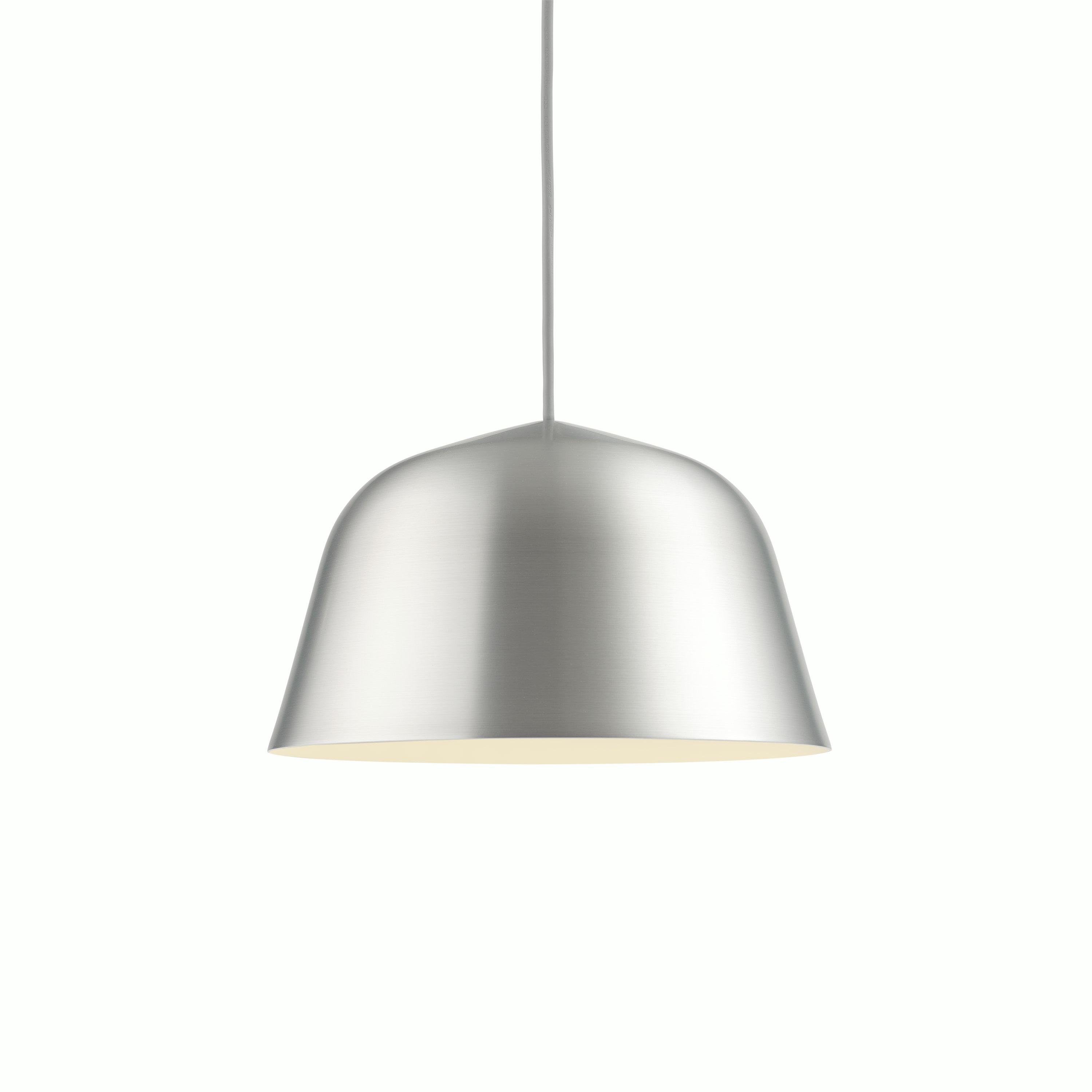 Ambit Pendant lamp in brushed steel viewed from front