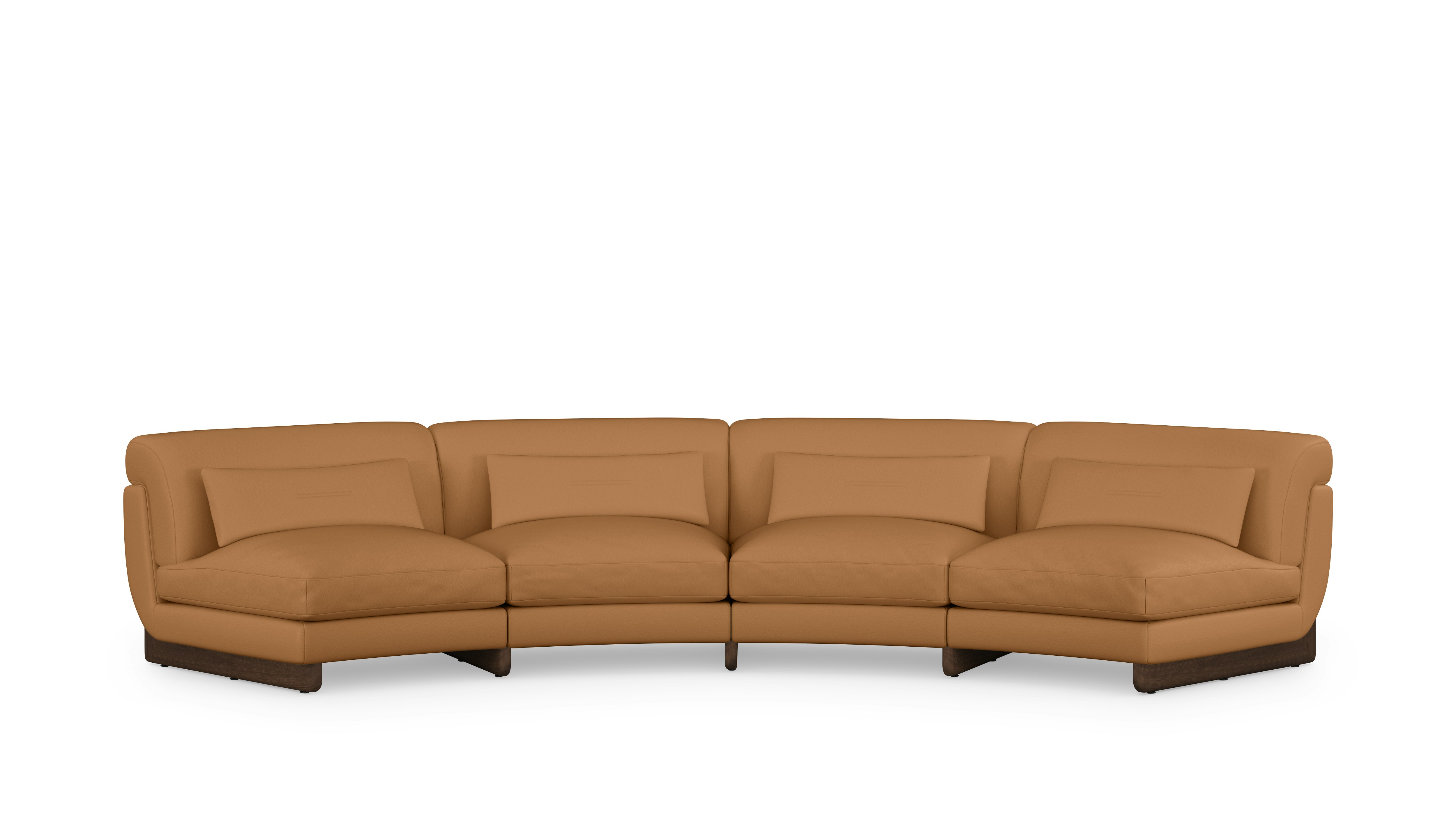 Contra Wedge Sectional - 4 Seat, Prone Leather, Shore, Walnut