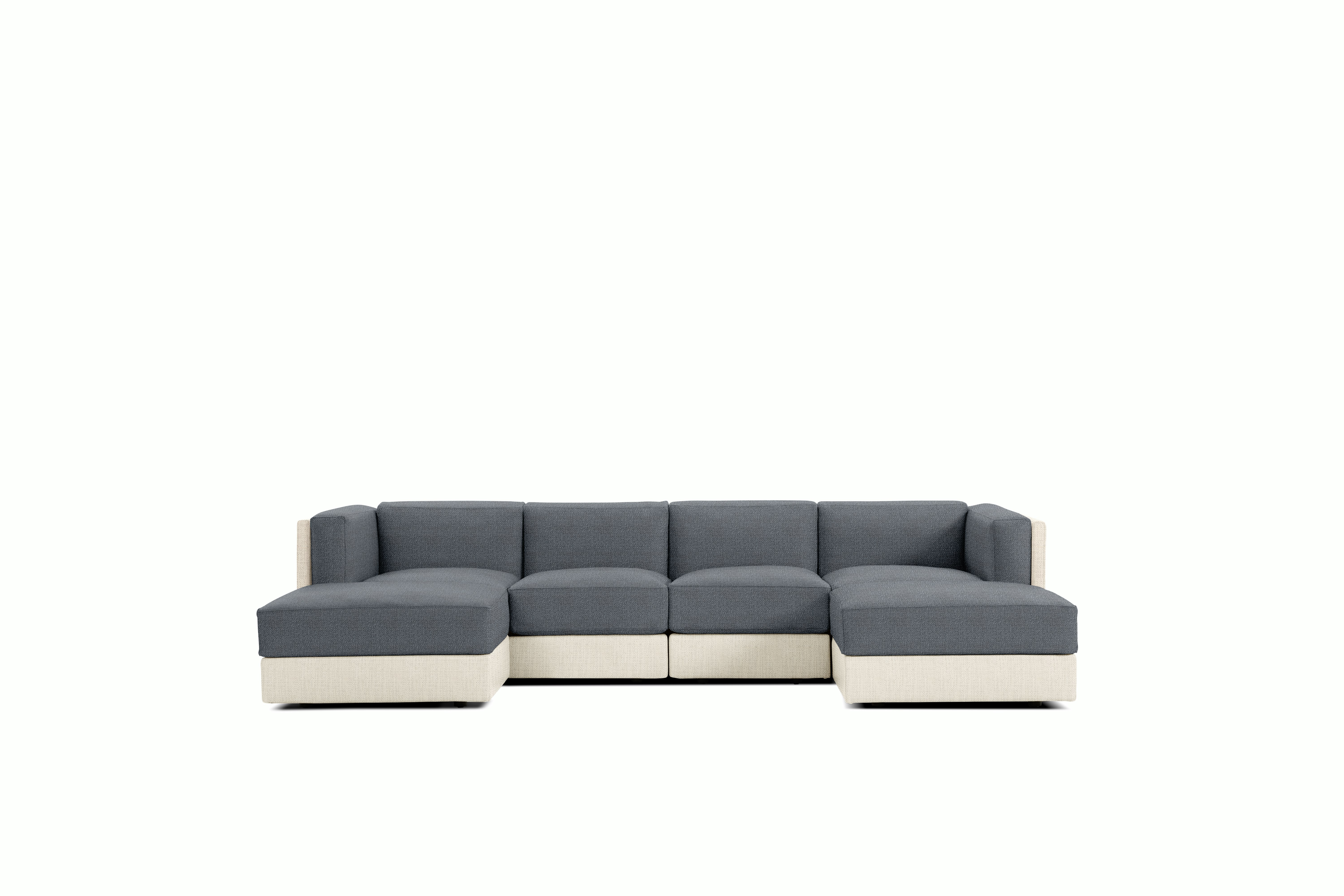 Symme Double Chaise Sectional - Fabric Frame,  Pebble Weave,  Ecru,  Pebble Weave,  Pumice