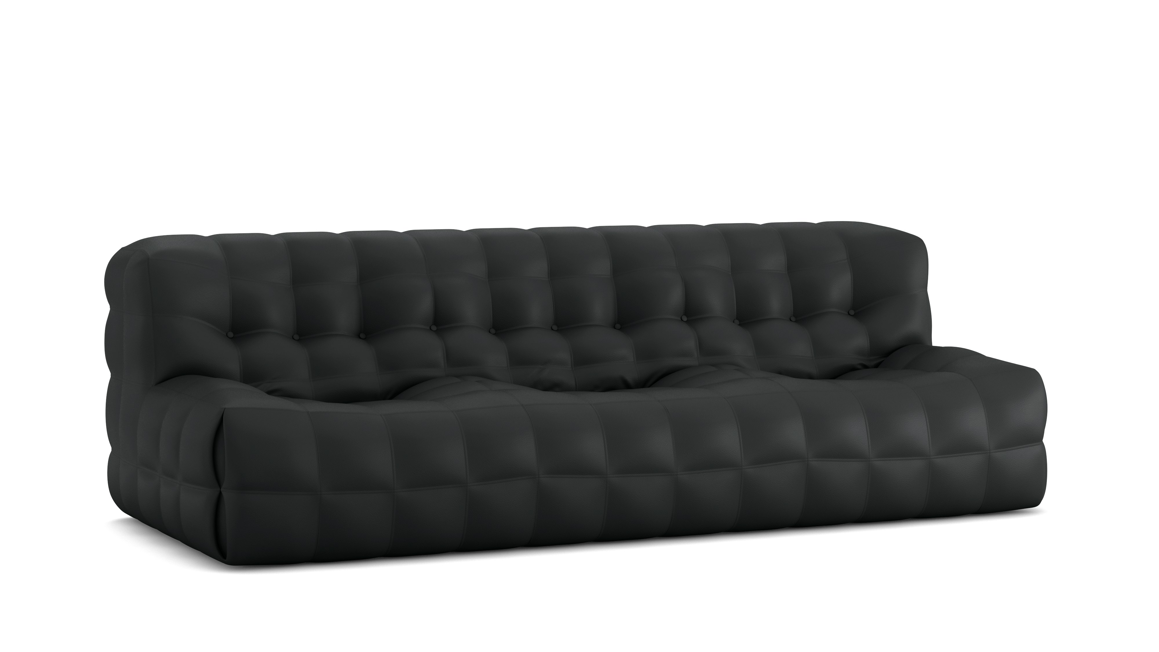 A Kashima Sofa in Opera Leather Nightfall viewed from an angle.