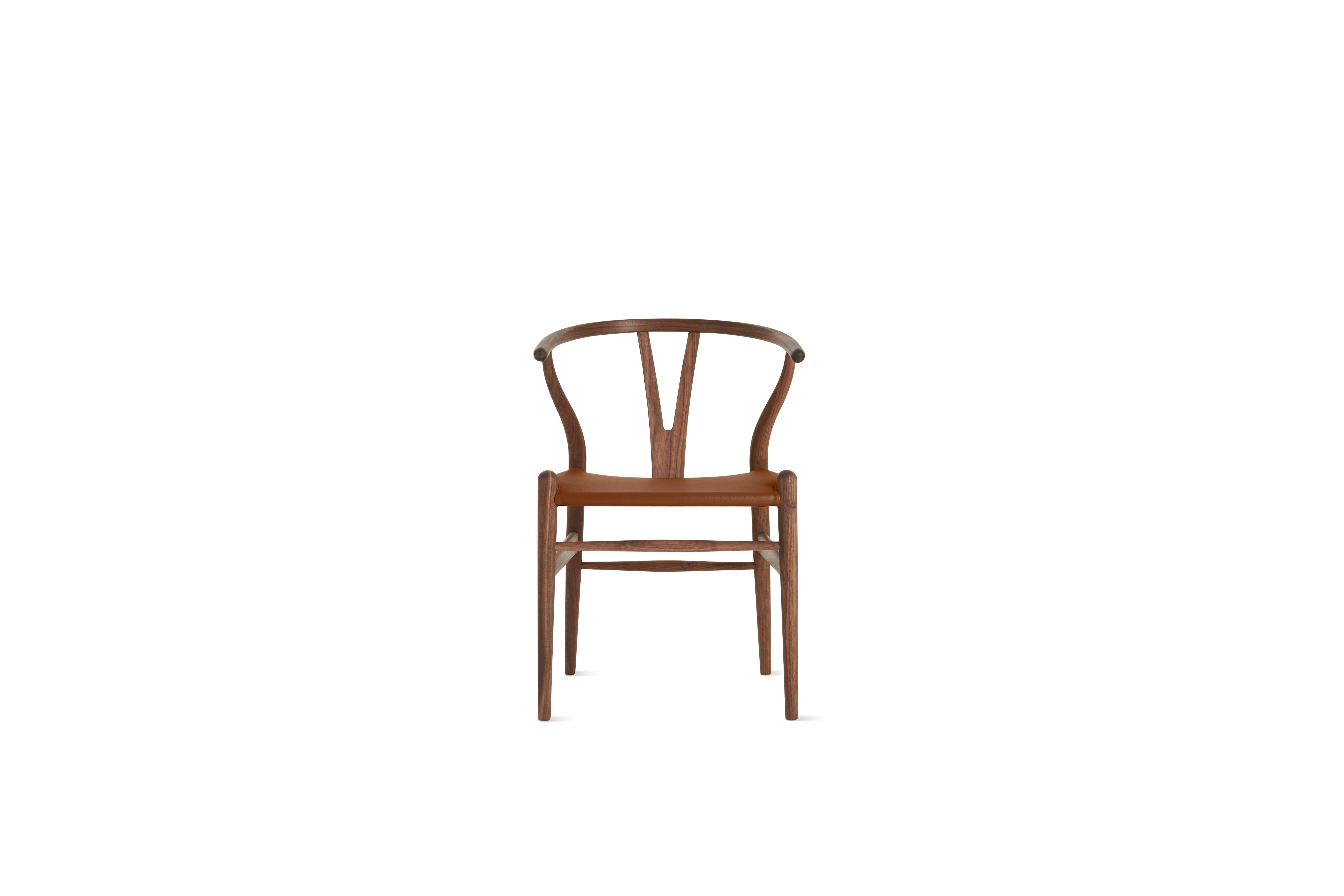 CH24 Wishbone Chair - Walnut, Dark Brown Leather